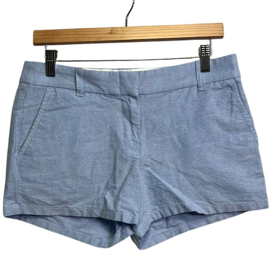 J Crew Chambray Shorts Womens Size 4 Blue Cotton Flat Front Preppy Coastal Beach
