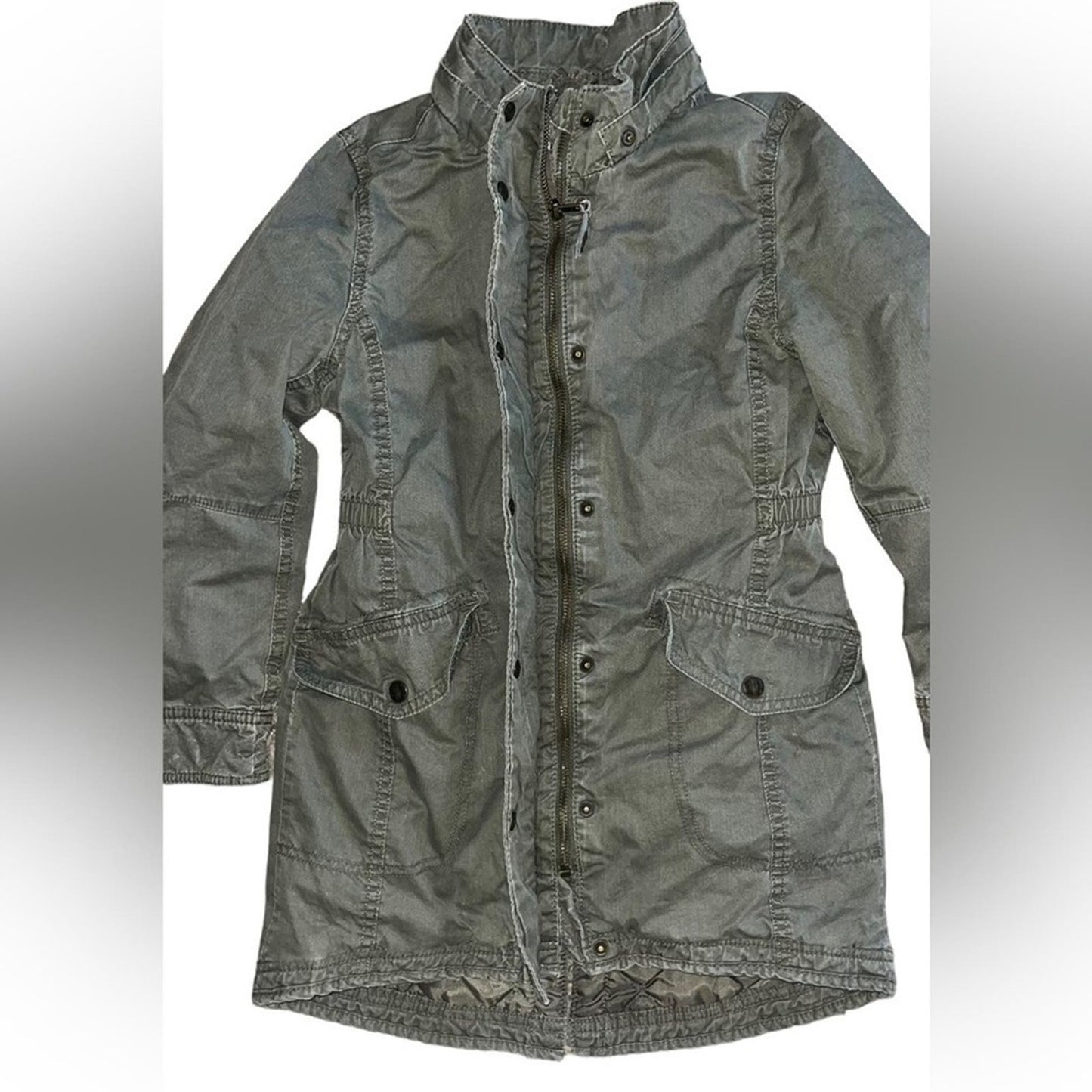 Label of Graded Goods Full Zip and Button Down Coat Girls Size 8-9 Army Green
