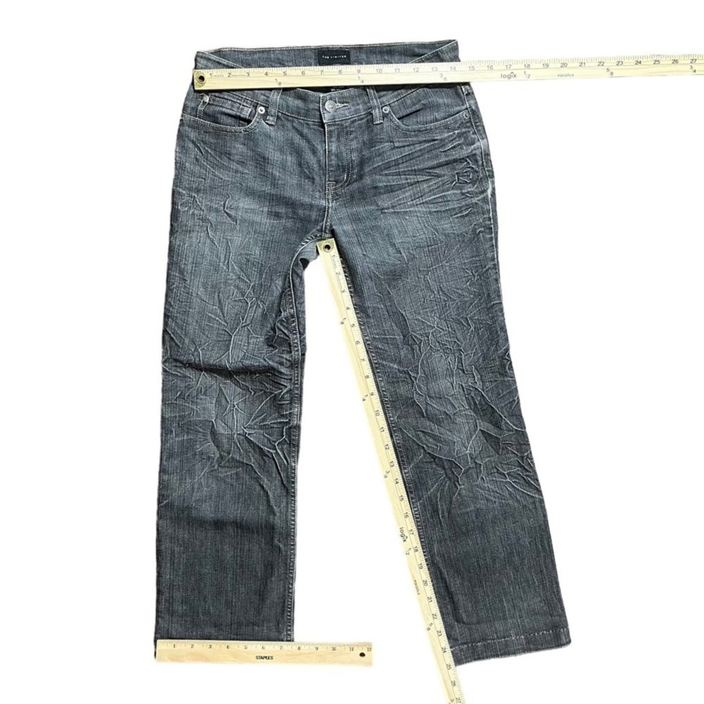 The Limited Womens Straight Denim Jeans Size 6 Black Gray Wash Classic Basic