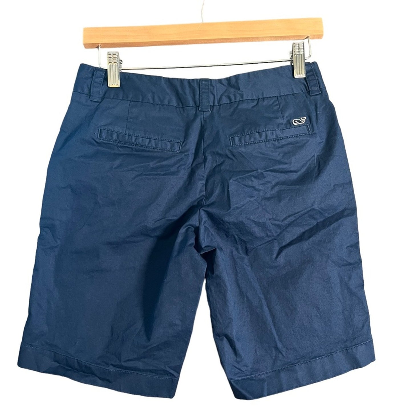 Vineyard Vines Navy Blue Cuffed Bottom Chino Shorts Womens Size 00 Preppy Casual