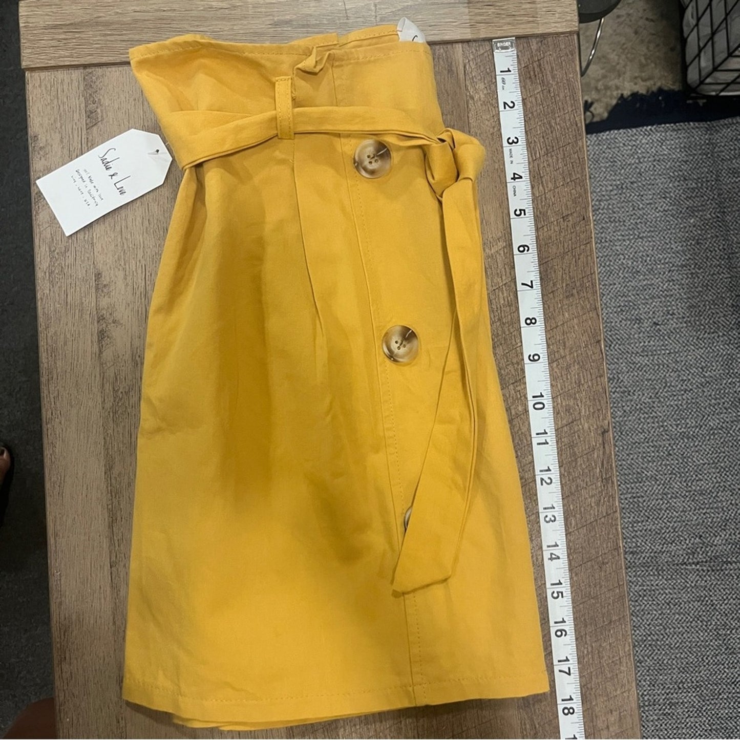 Sadie Love Mini Skirt Womens Size Large Yellow Gold Belt Tie Boho Preppy Simple