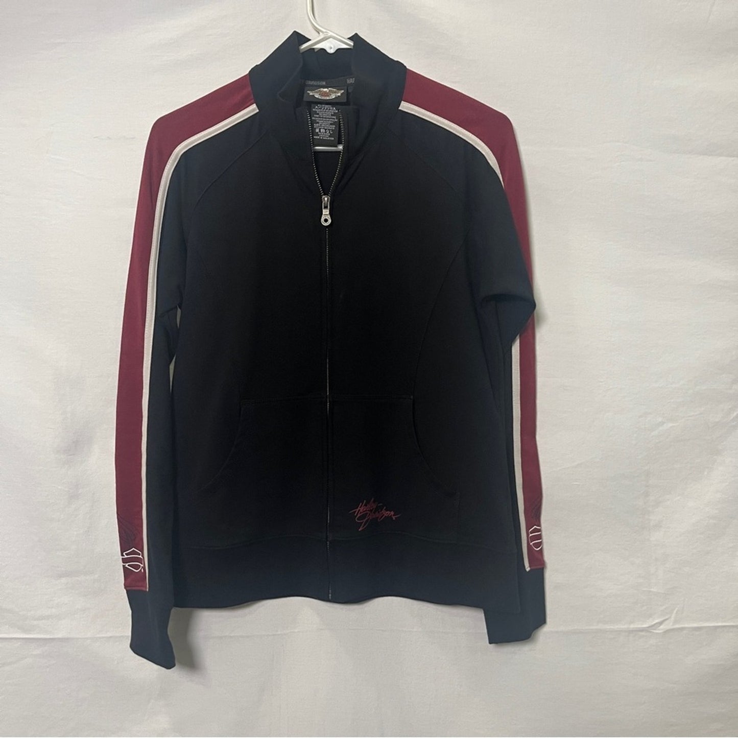 Harley Davidson Medium Jacket Black Long Sleeve Biker Rugged Baddie Lightweight