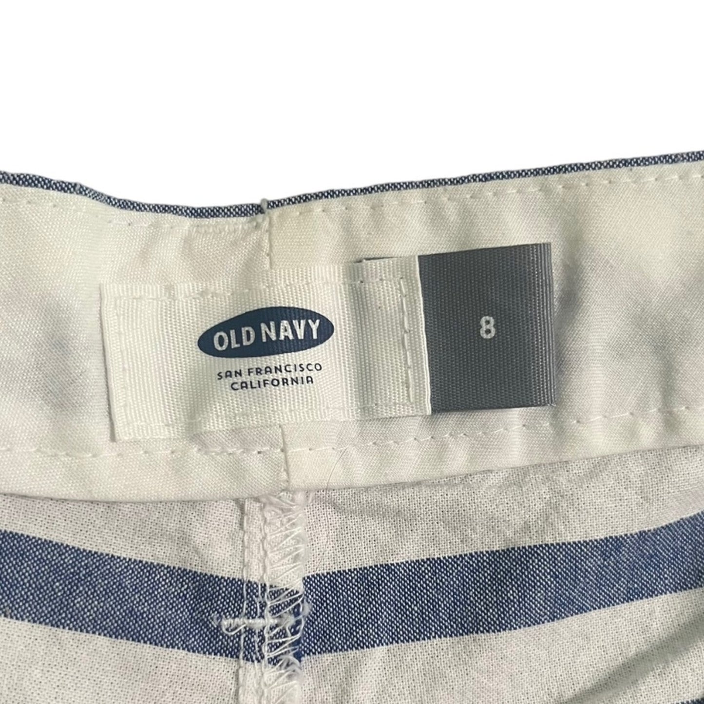 Old Navy Womens Shorts Size 8 Blue White Striped Flat Front Cotton Nautical Boat