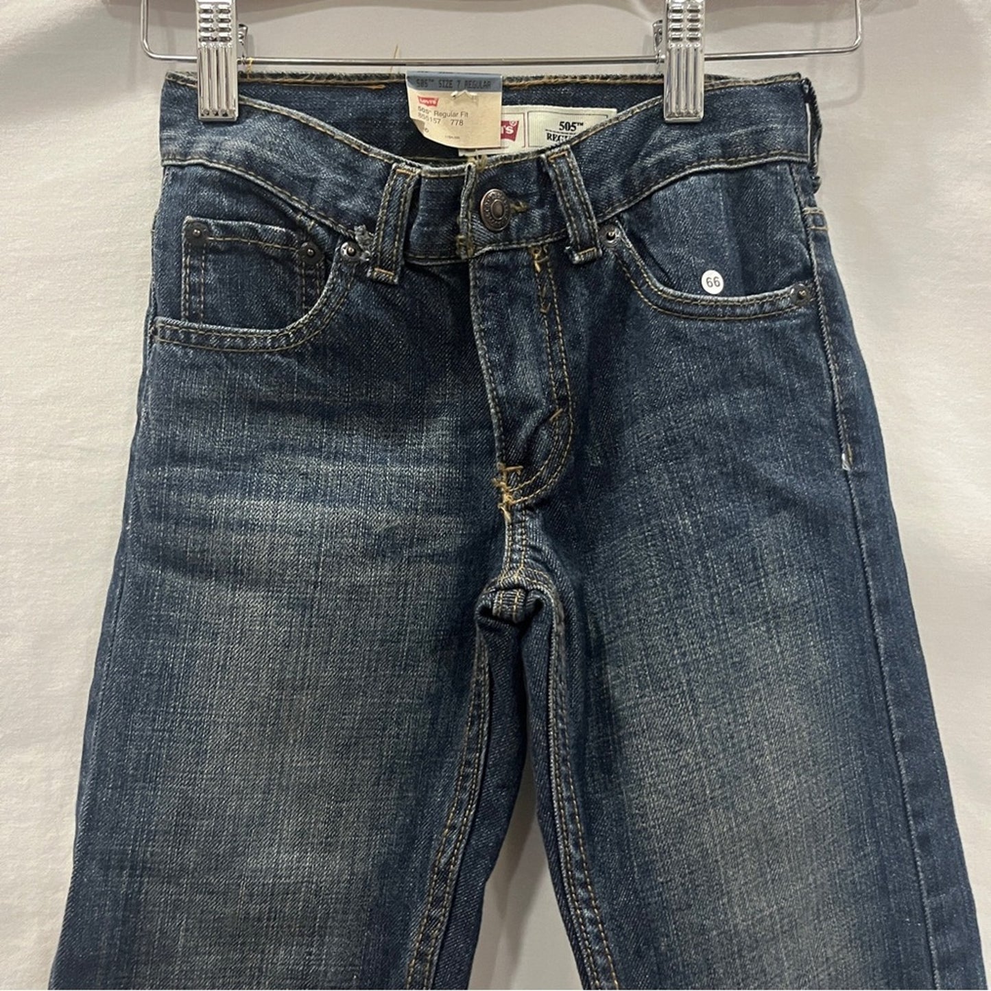 Levis 505 Regular Boys 7 Regular Straight Adjustable Waist Classic Basic New