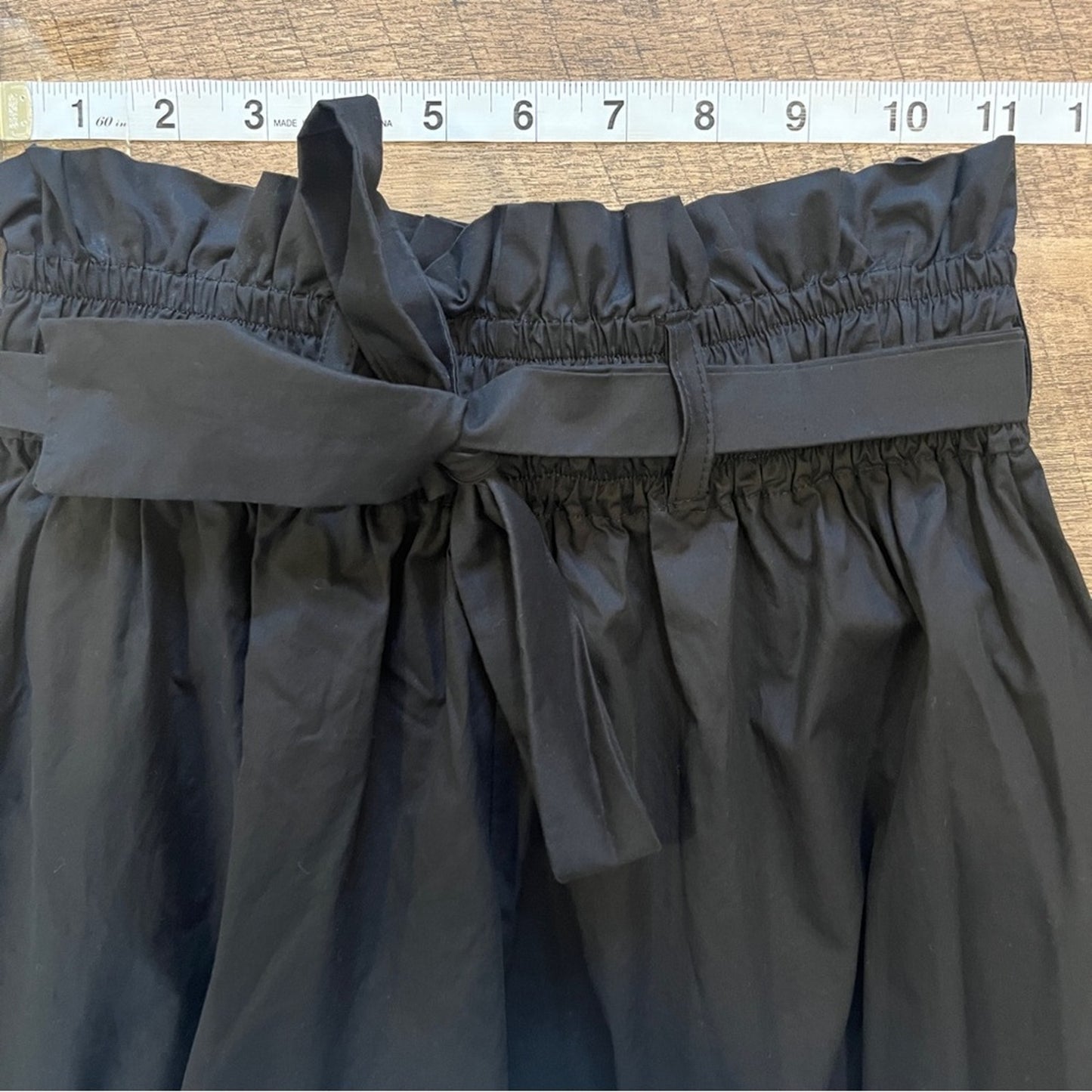 Monica Nera Black High Waist Paperbag Pants Belt Tie Classy Sophisticated Pocket