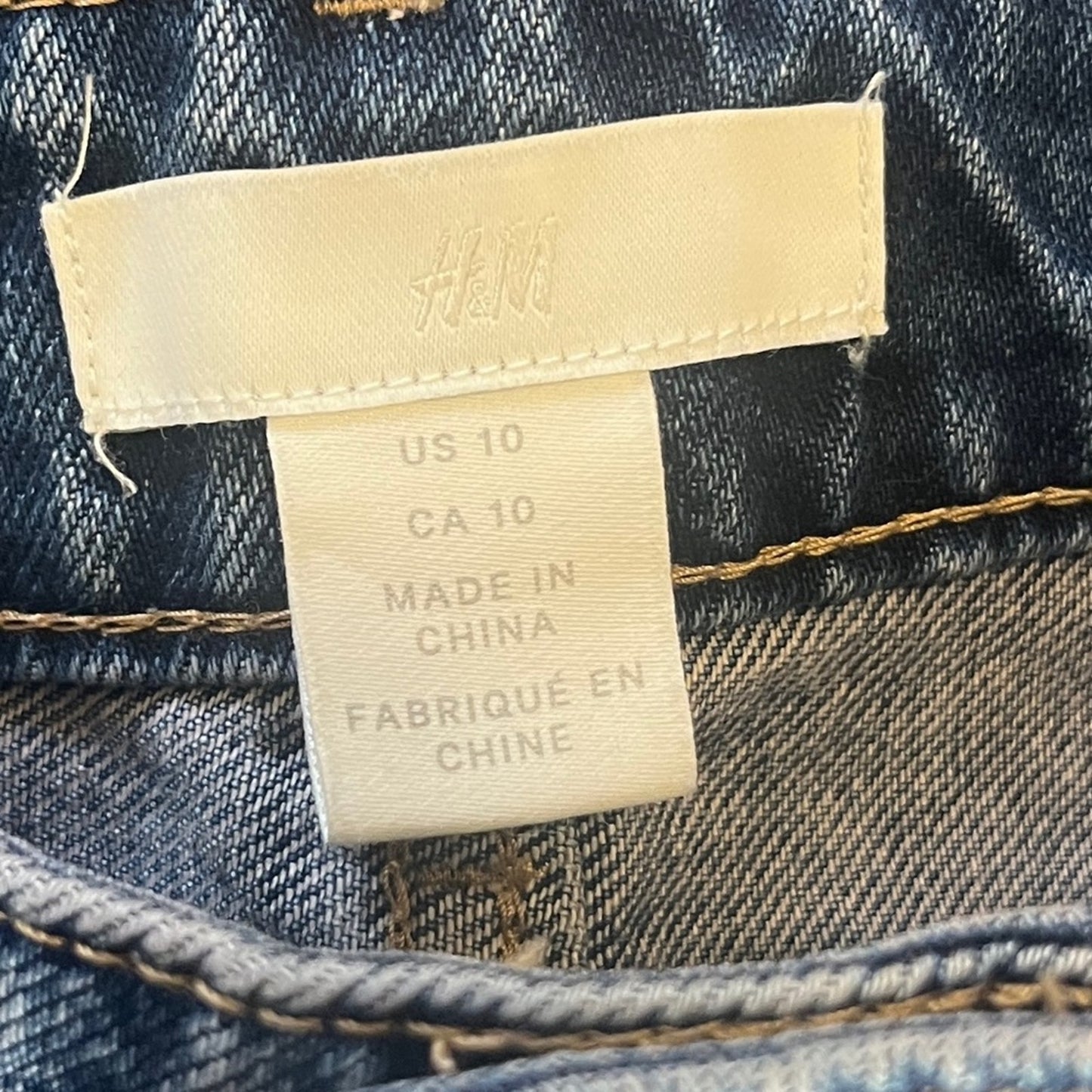 H&M Straight Denim Jeans Women Size 10 Medium Wash Ankle Slit Urban Edgy Modern