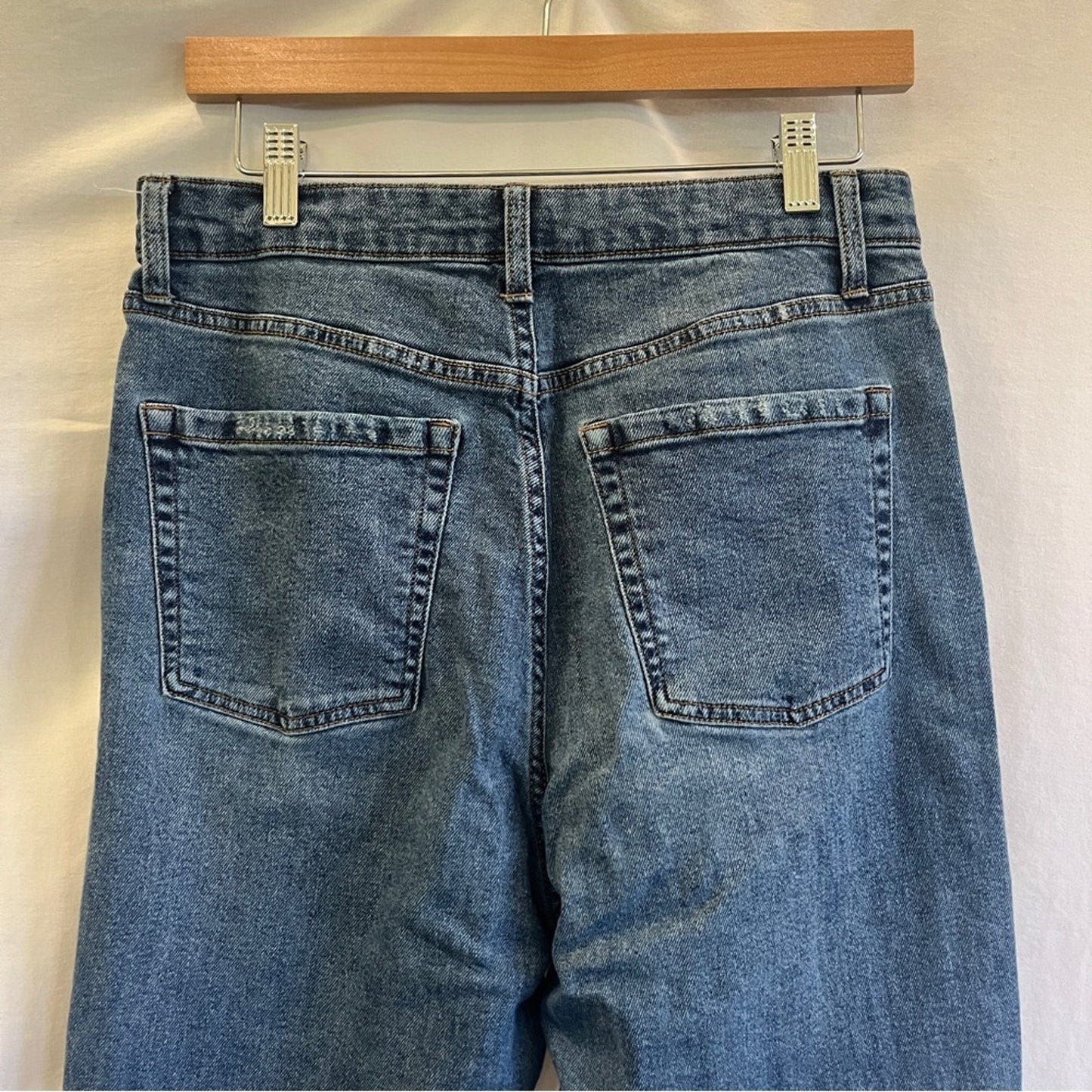 Wild Fable Buttonfly High Rise Mom Jeans Denim Womens Size 12 Distressed Boho