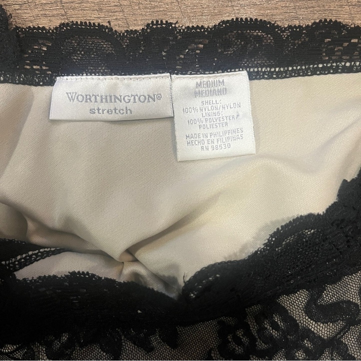 Worthington Lace Burnout Black Top Womens Medium V Neck Sexy Tank Dark Romantic