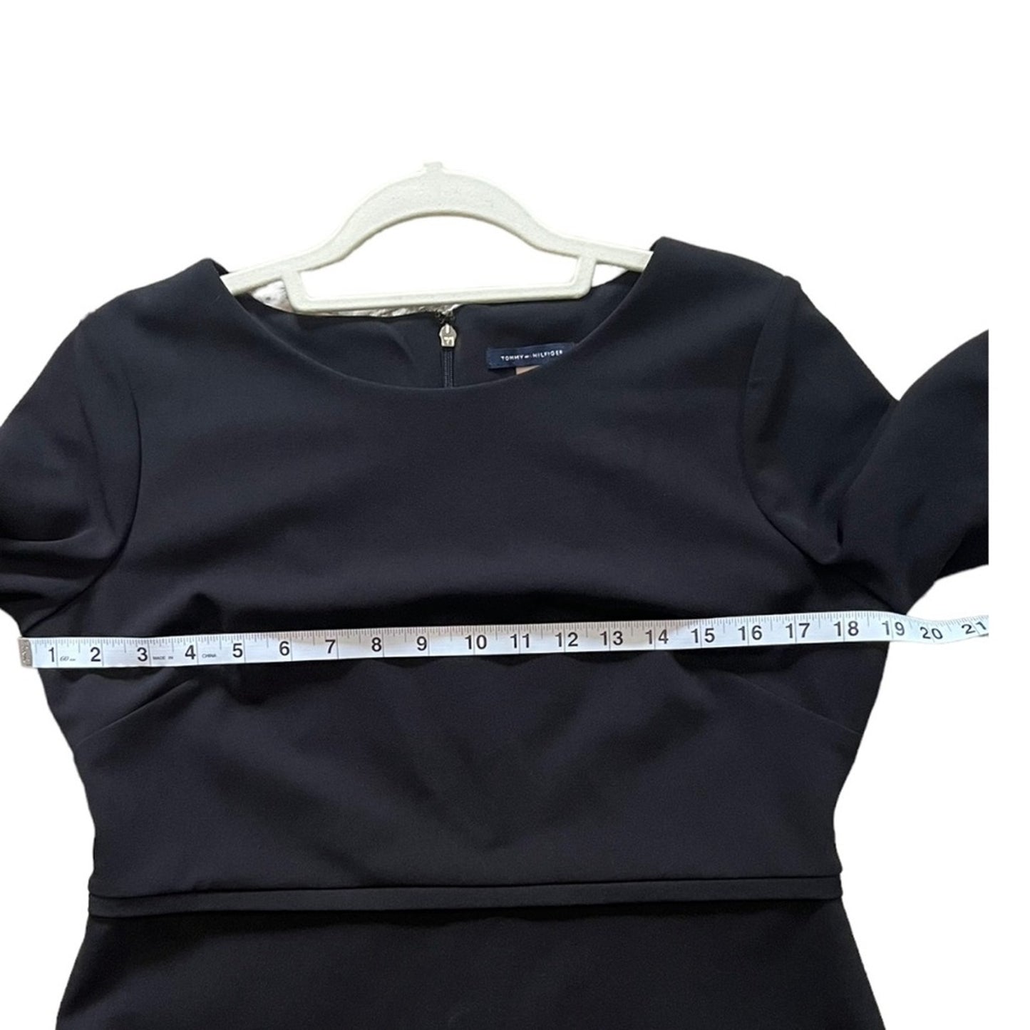 Tommy Hilfiger Black Dress Womens Size 12 Bell Sleeve Scuba Crepe Classy Simple