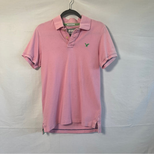 American Eagle Vintage Fit Polo Mens Small Pink Short Sleeve Y2K 90s Urban Basic