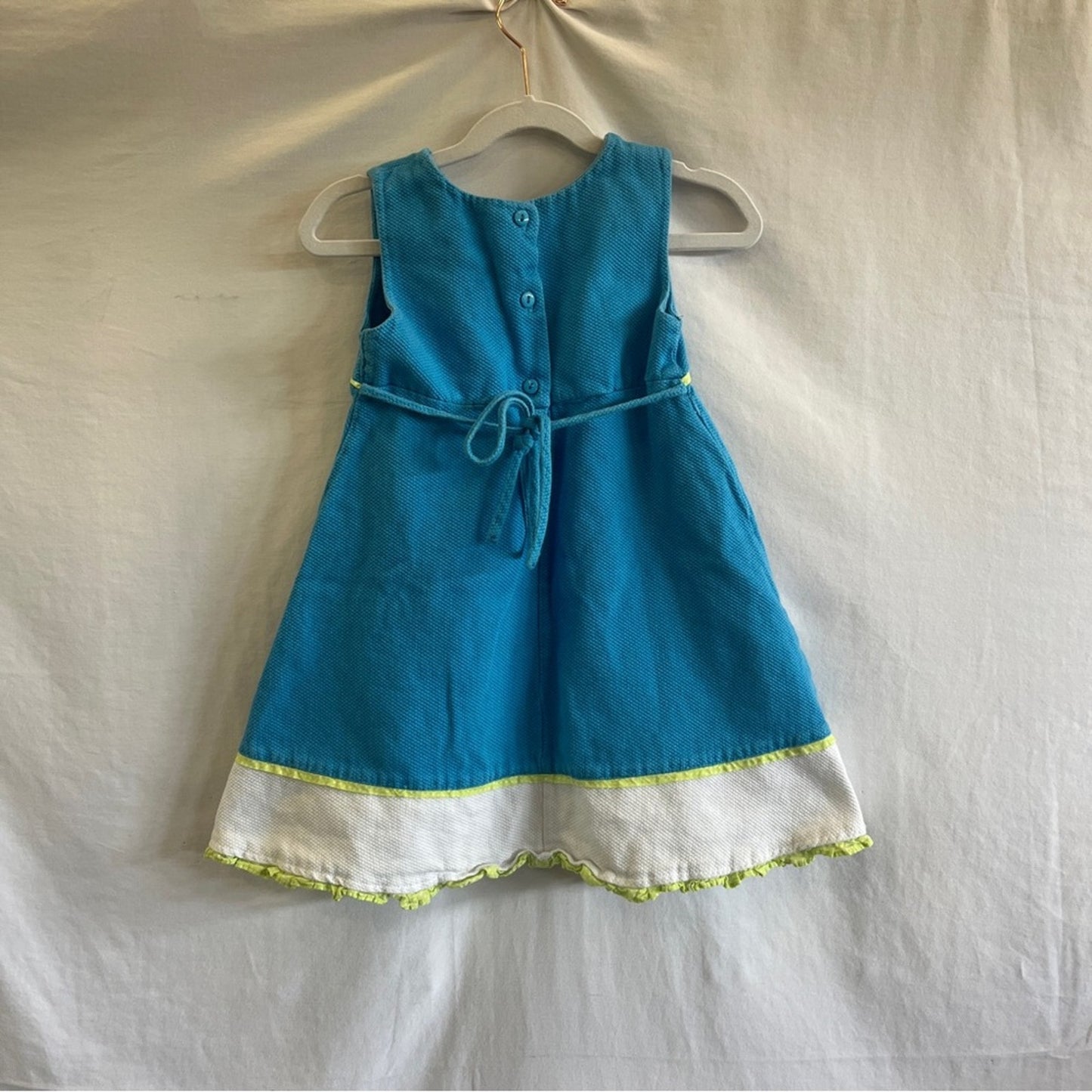 Youngland Turquoise Girls Dress Size 6 Sleeveless Embroidered Flowers Easter