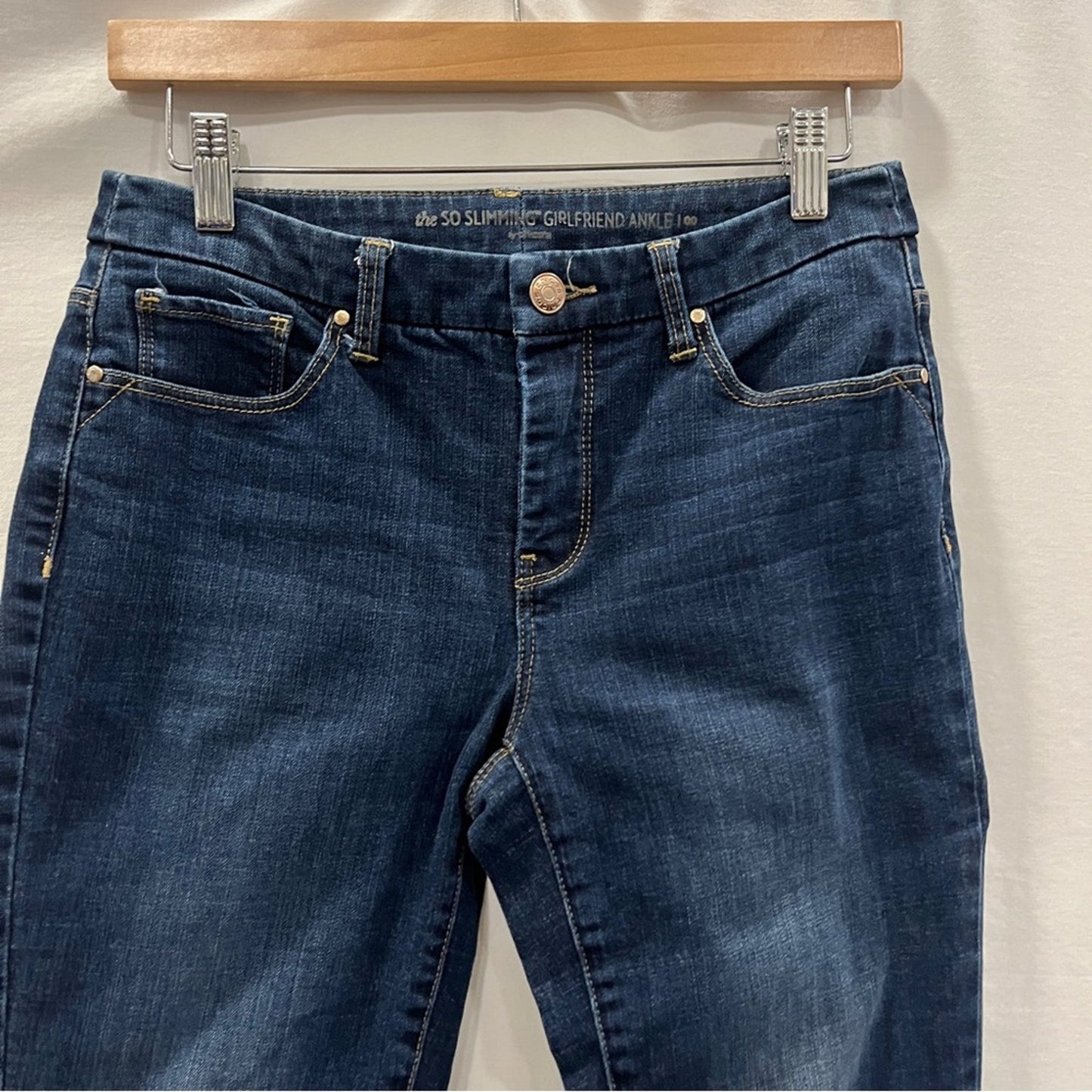 Chico's The So Slimming Girlfriend Ankle Jeans Size 00 Basic Classic Denim Blue