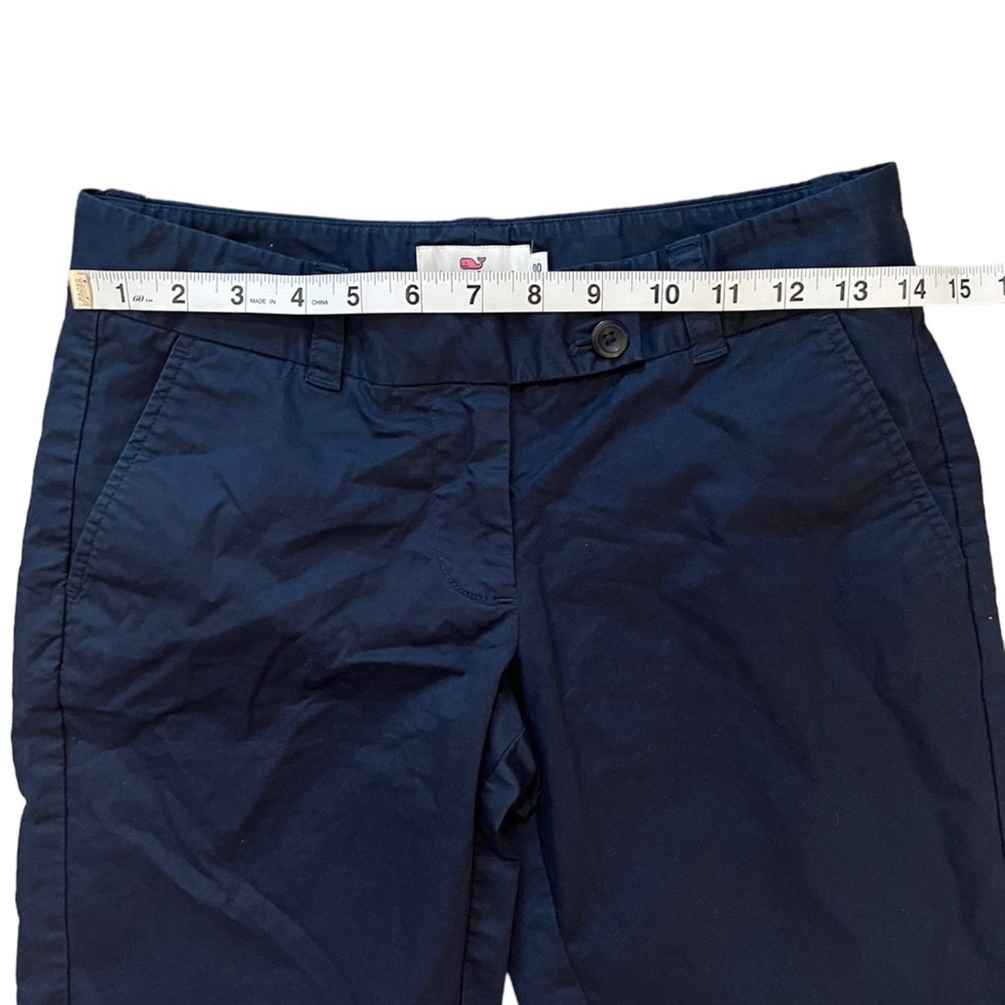 Vineyard Vines Navy Blue Cuffed Bottom Chino Shorts Womens Size 00 Preppy Casual