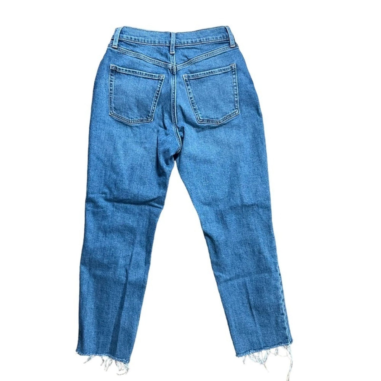 Old Navy Womens Extra High Rise Curvy Hi Straight Jeans Size 4 Distressed Button