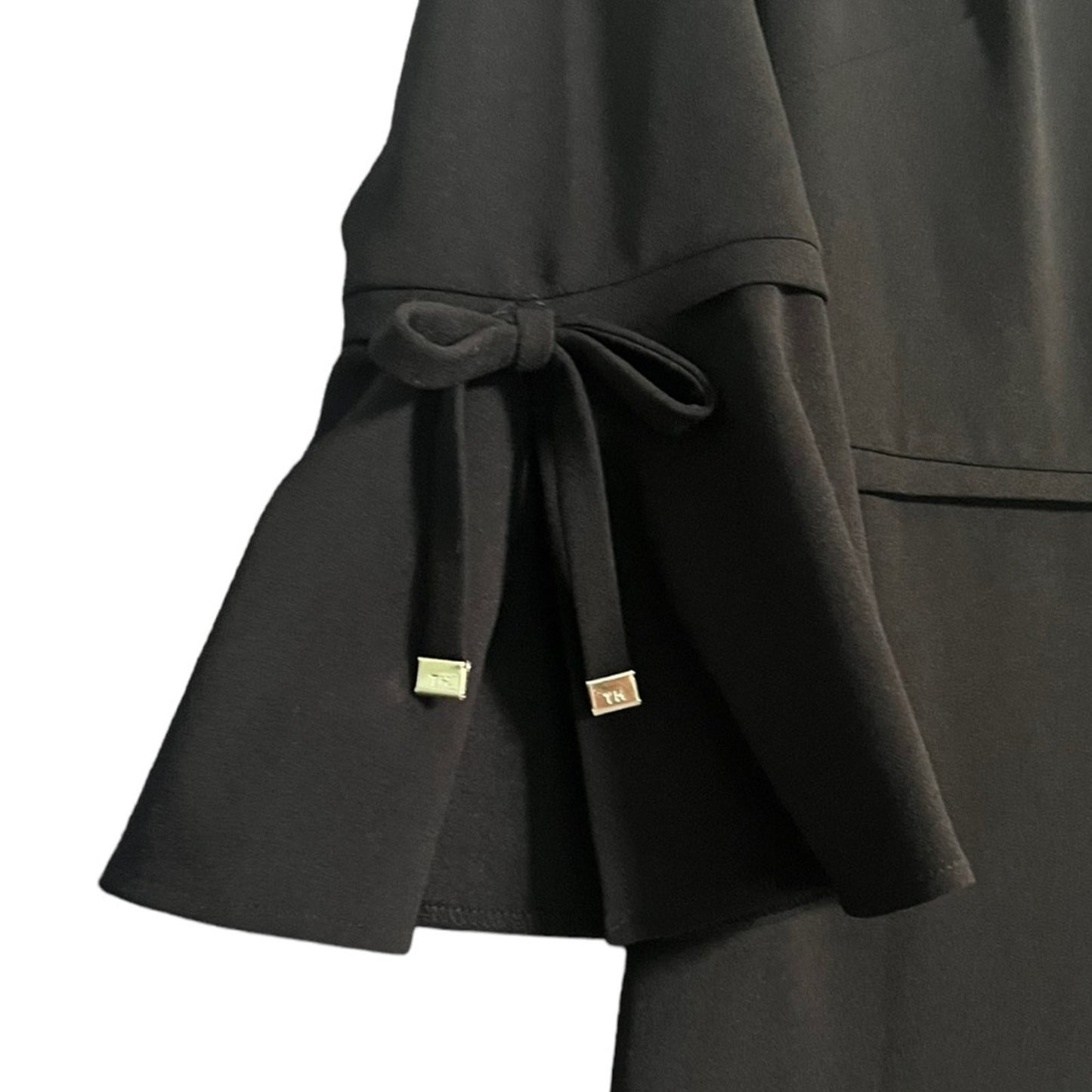 Tommy Hilfiger Black Dress Womens Size 12 Bell Sleeve Scuba Crepe Classy Simple