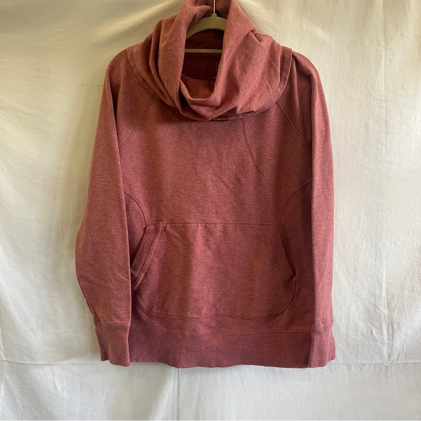 LL Bean Pullover Women Large Heathered Red Cowl Neck Long Sleeve Soft Cozy Comfy