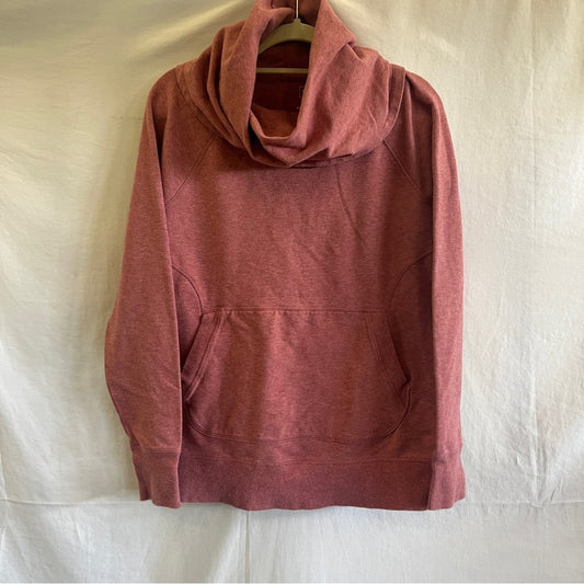 LL Bean Pullover Women Large Heathered Red Cowl Neck Long Sleeve Soft Cozy Comfy