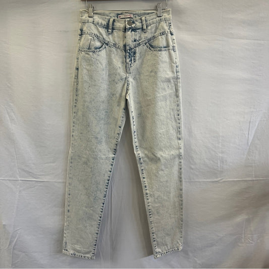 SO High Rise Vintage Stretch Mom Jeans Juniors Size 5 Light Acid Wash Taper Leg