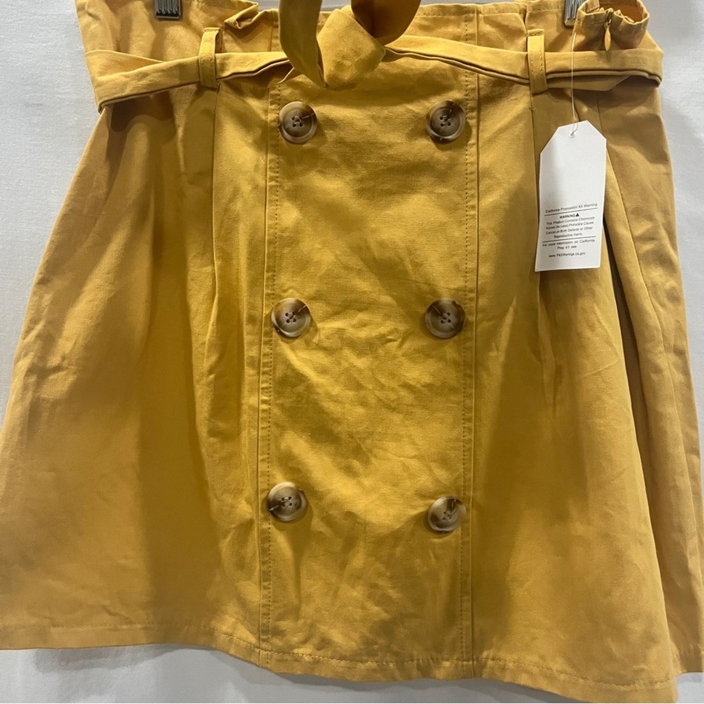 Sadie Love Mini Skirt Womens Size Large Yellow Gold Belt Tie Boho Preppy Simple
