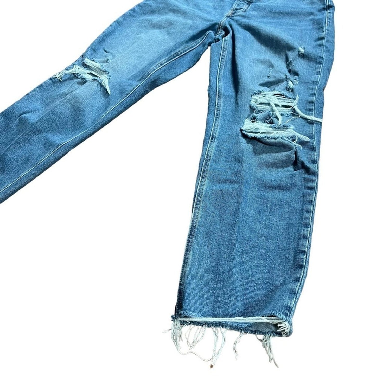 Old Navy Womens Extra High Rise Curvy Hi Straight Jeans Size 4 Distressed Button
