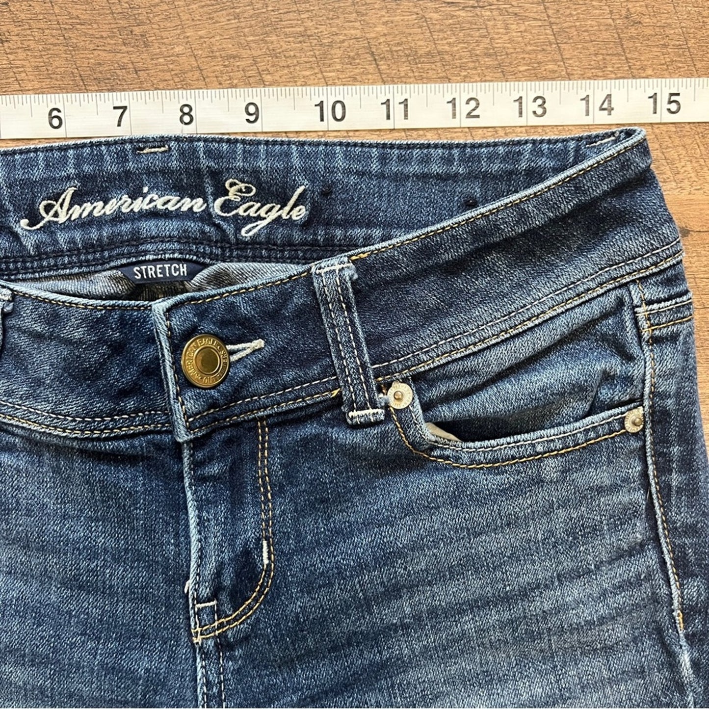 Vintage American Eagle Stretch Slim Boot Denim Jeans Size 4 Low Rise Medium Wash