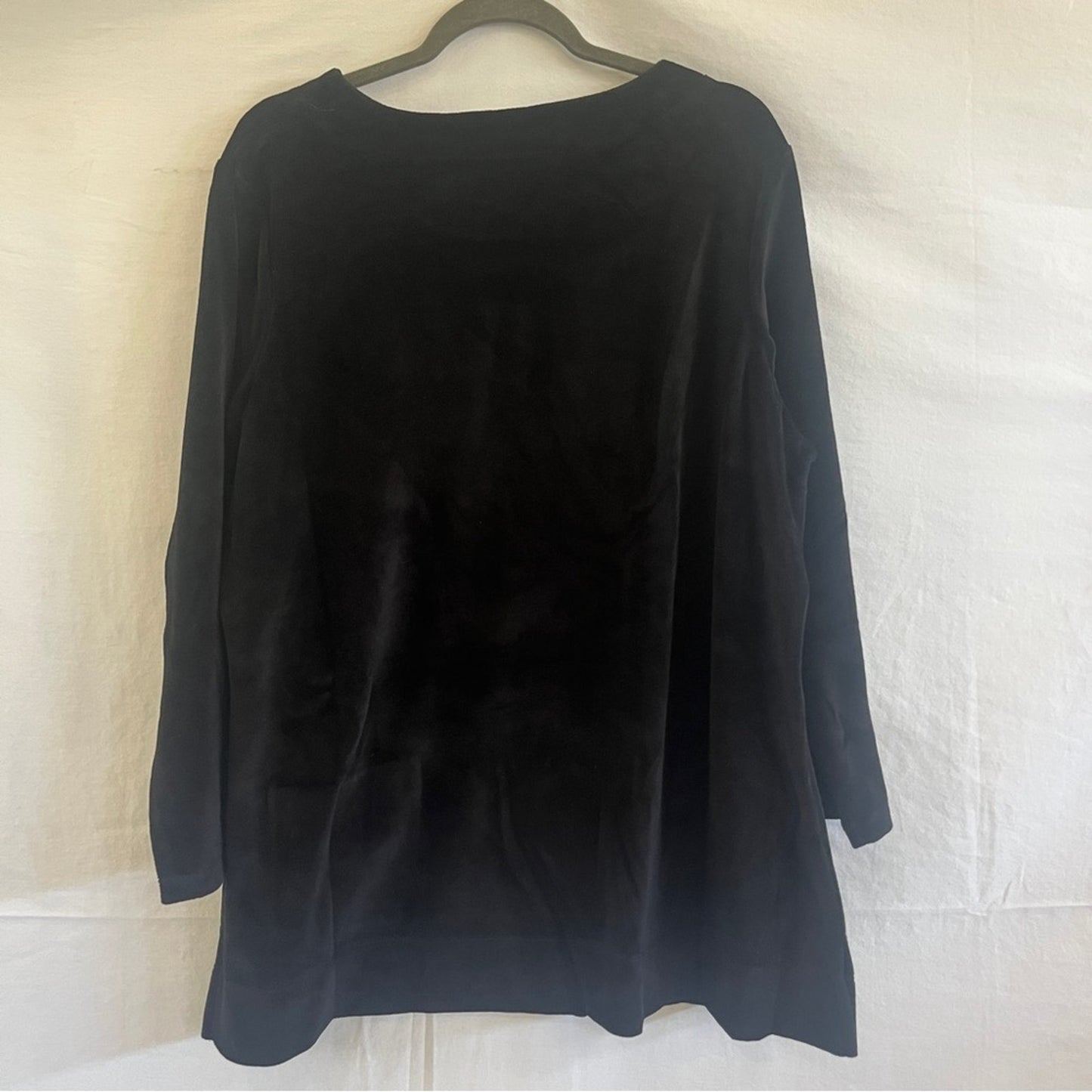 Susan Graver Tunic Sweater Womens 1X Black Front Pockets Cotton Blend Modest