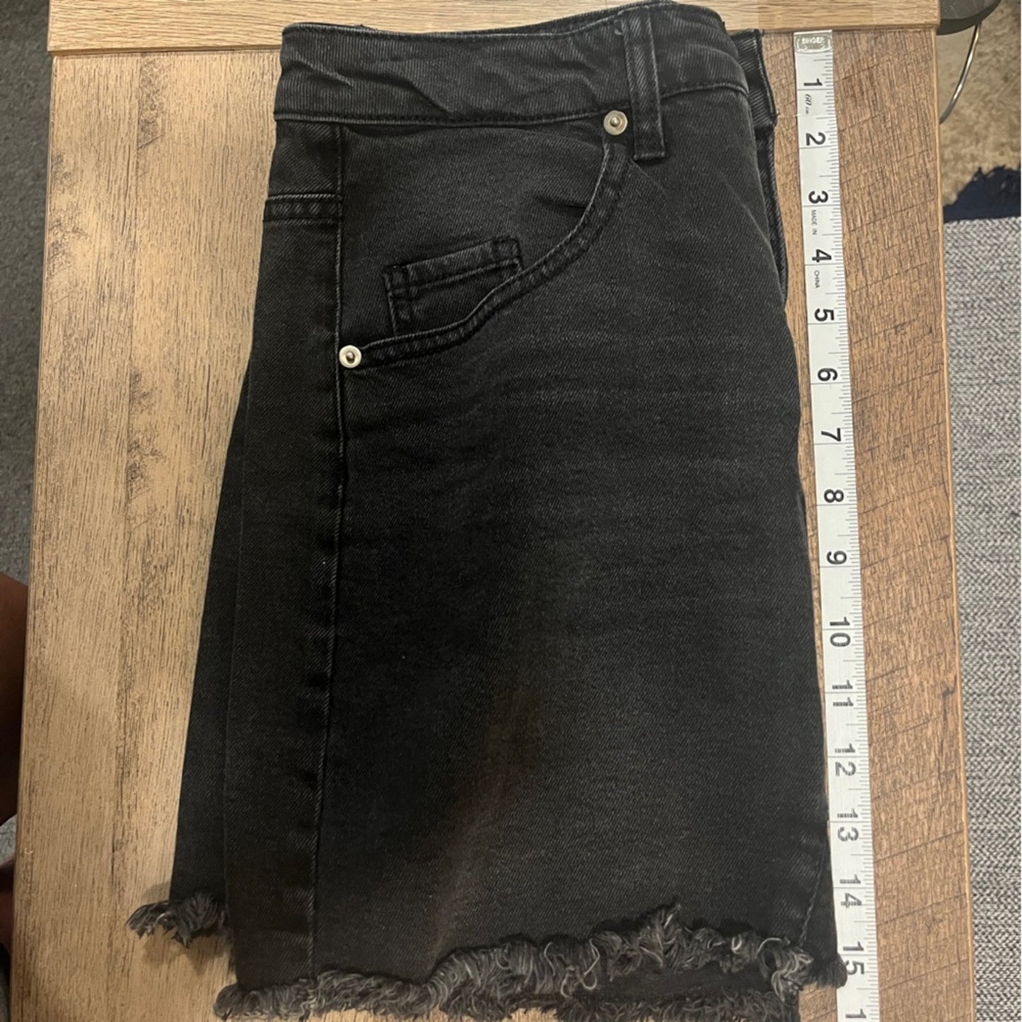 Wild Fable Black Denim Skirt Womens Size 6 Raw Hem Mini Coastal Cowgirl Western