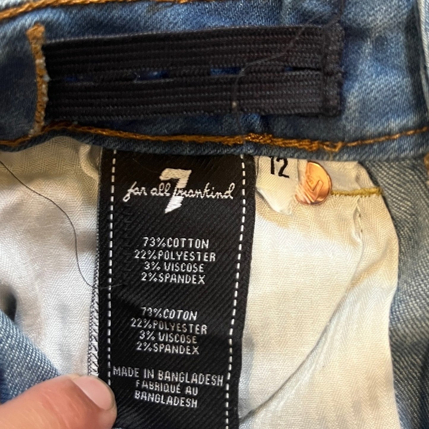 7 For All Mankind The Skinny Girls Denim Jeans Size 12 Adjustable Waist Casual