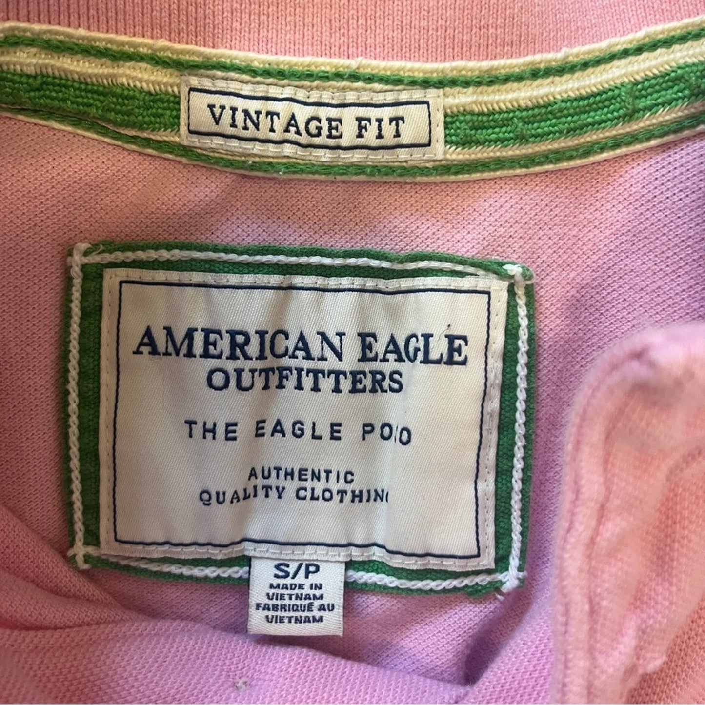 American Eagle Vintage Fit Polo Mens Small Pink Short Sleeve Y2K 90s Urban Basic