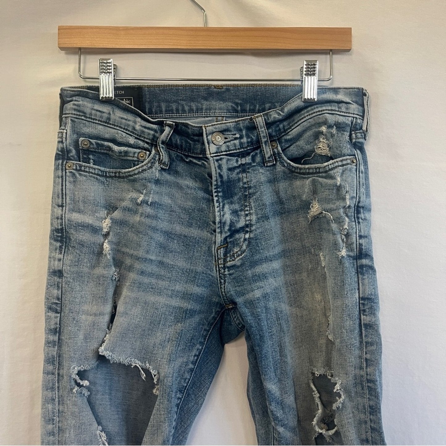 Abercrombie & Fitch Skinny Stretch Jeans Mens 29x30 Distressed Medium Wash Urban