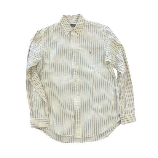 Ralph Lauren Button Down Shirt Men Medium Yellow Blue Stripe Long Sleeve Classic