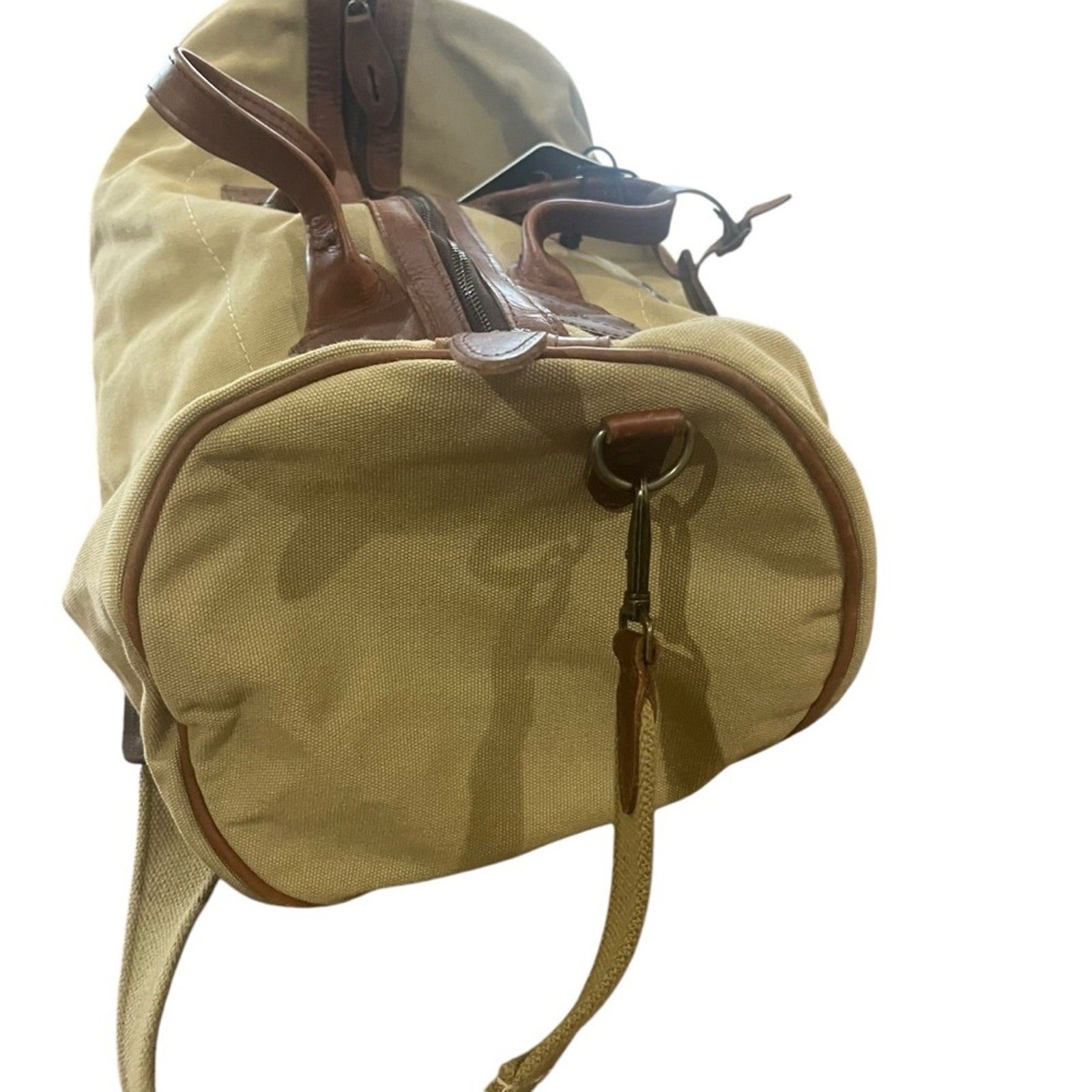 Melvill & Moon Brown Medium Canvas Safari Duffel Bag With Shoulder Strap Leather