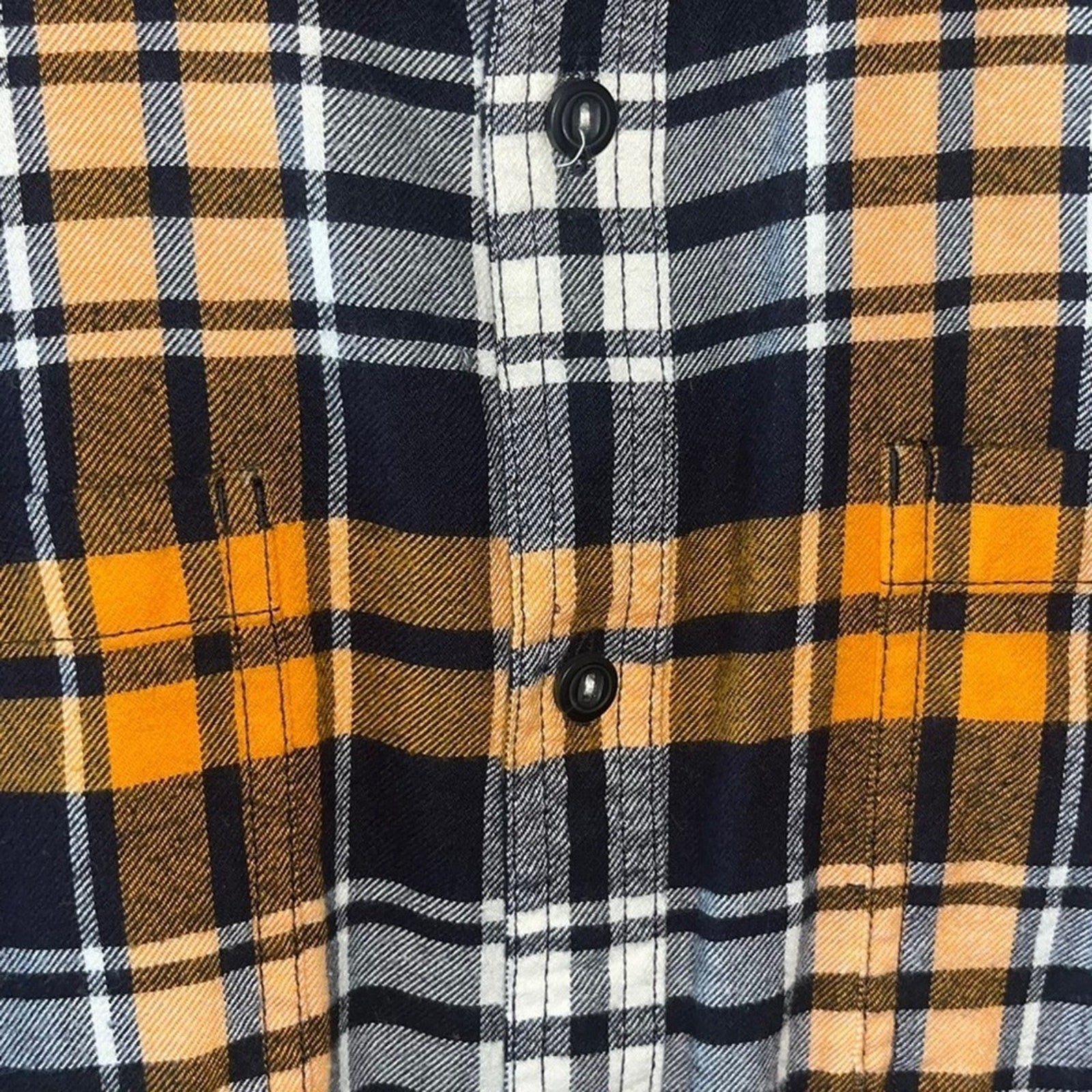 American Eagle Prep Fit Shirt Mens Size XXL Navy Orange Long Sleeve Button Down 