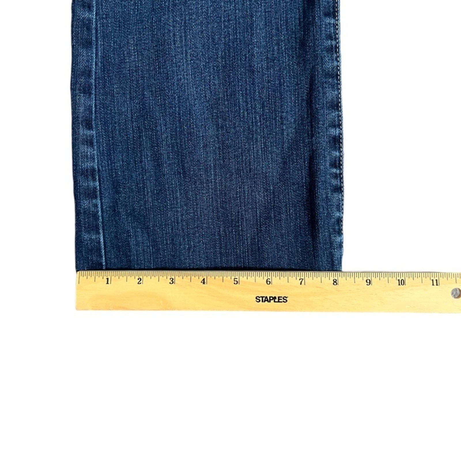 American Eagle Slim Boot Stretch Jeans Womens Size 8 Blue Dark Wash Whiskered 