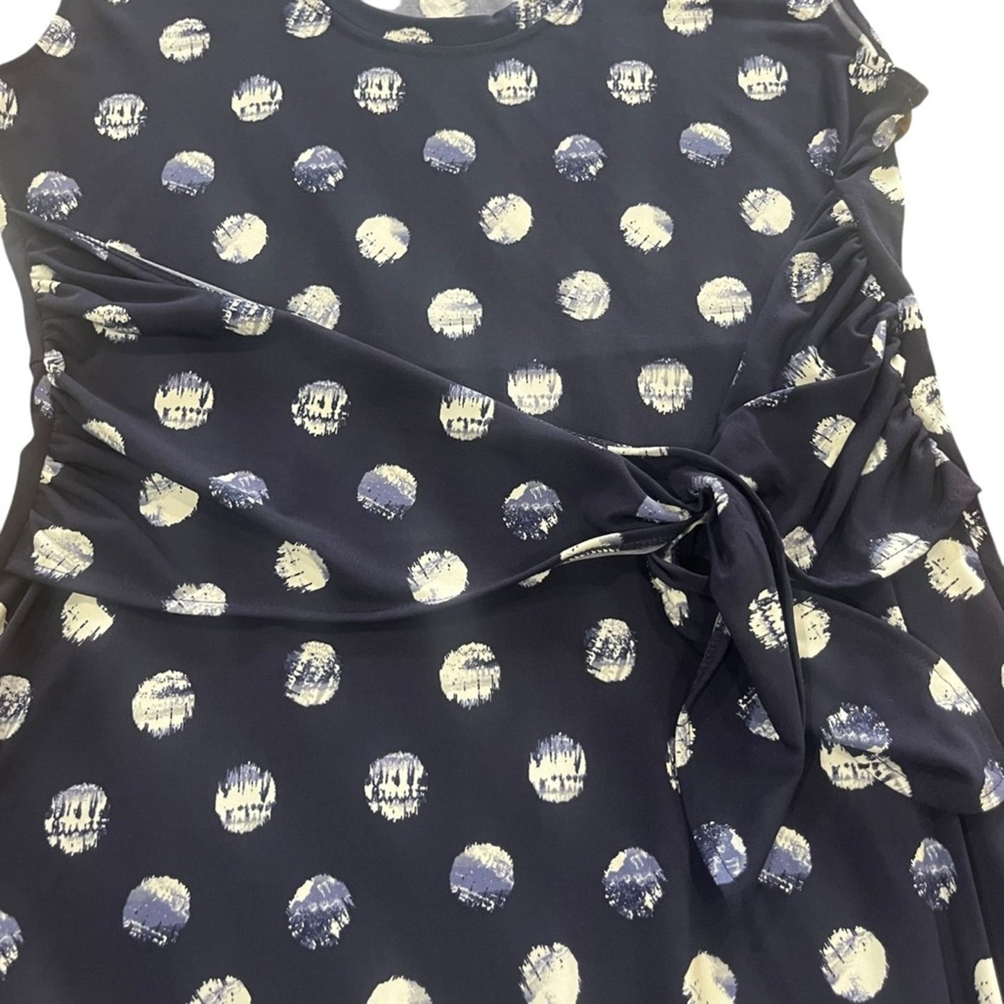 CHAUS Womens Batik Shibori Evening Navy Sleeveless Dress Size Large NWT