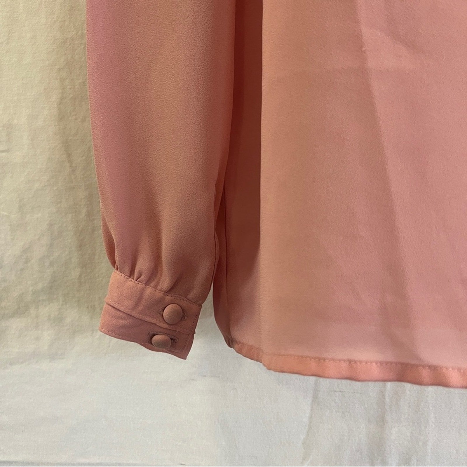 KLE Blouse Womens Size Medium Sheer Ruffle Neck Blush Pink Vintage Nostalgic 80s