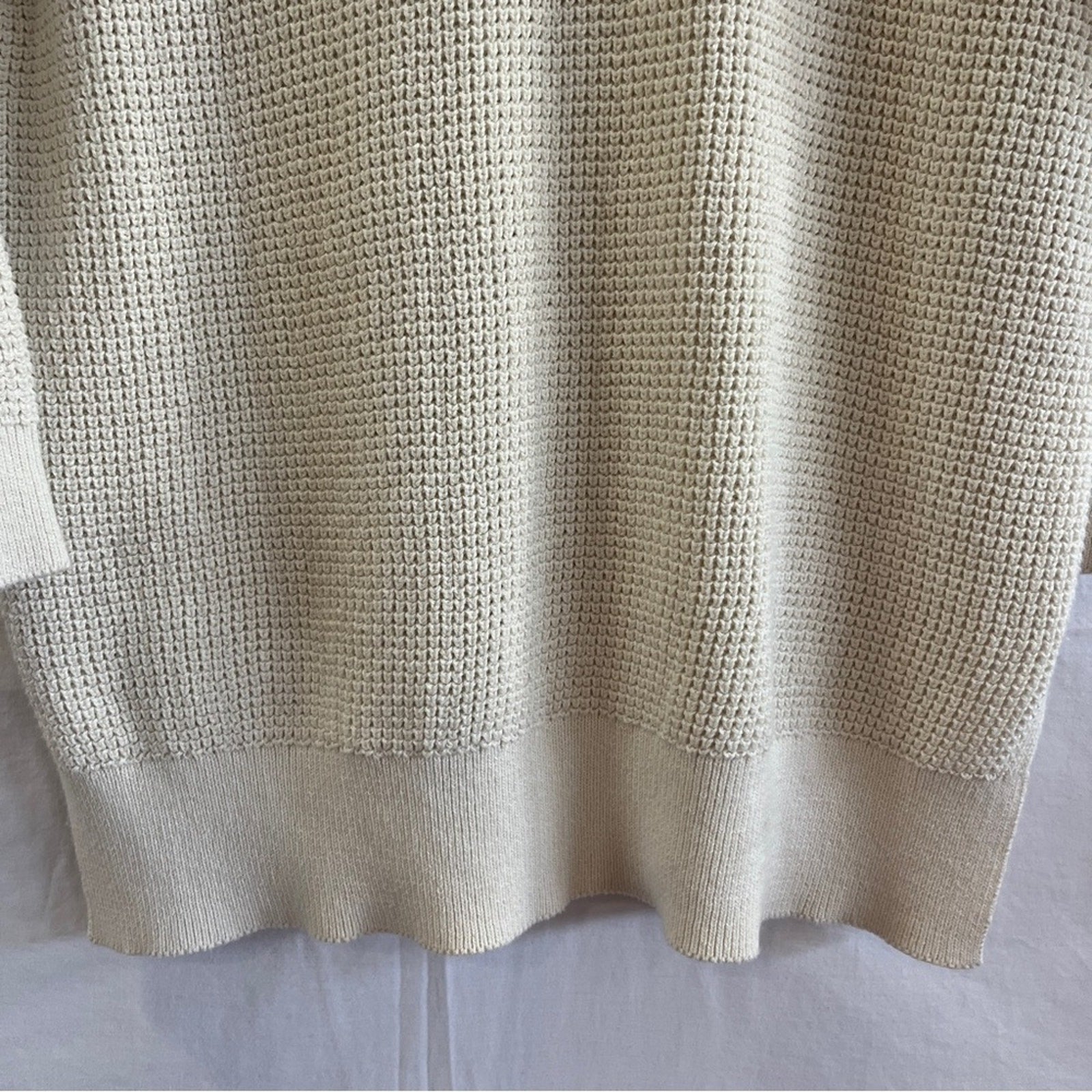 Michael Kors Tunic Sweater Womens Size 1X Ivory Knitted V Neck Simple Basic Sexy