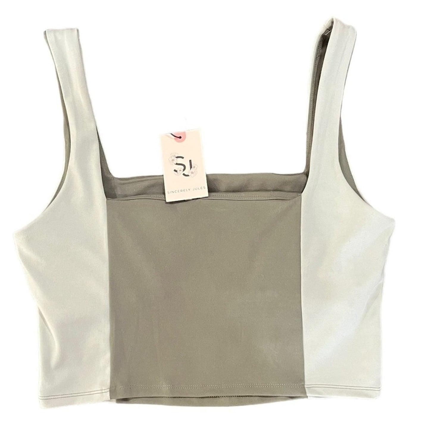 Sincerely Jules Athletic Crop Top Womens Medium Green Activewear Workout Gym NWT