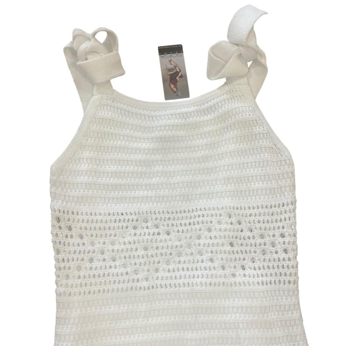 Sofia Jeans by Sofia Vegara Womens Dress Size Medium White Tie Strap Crochet
