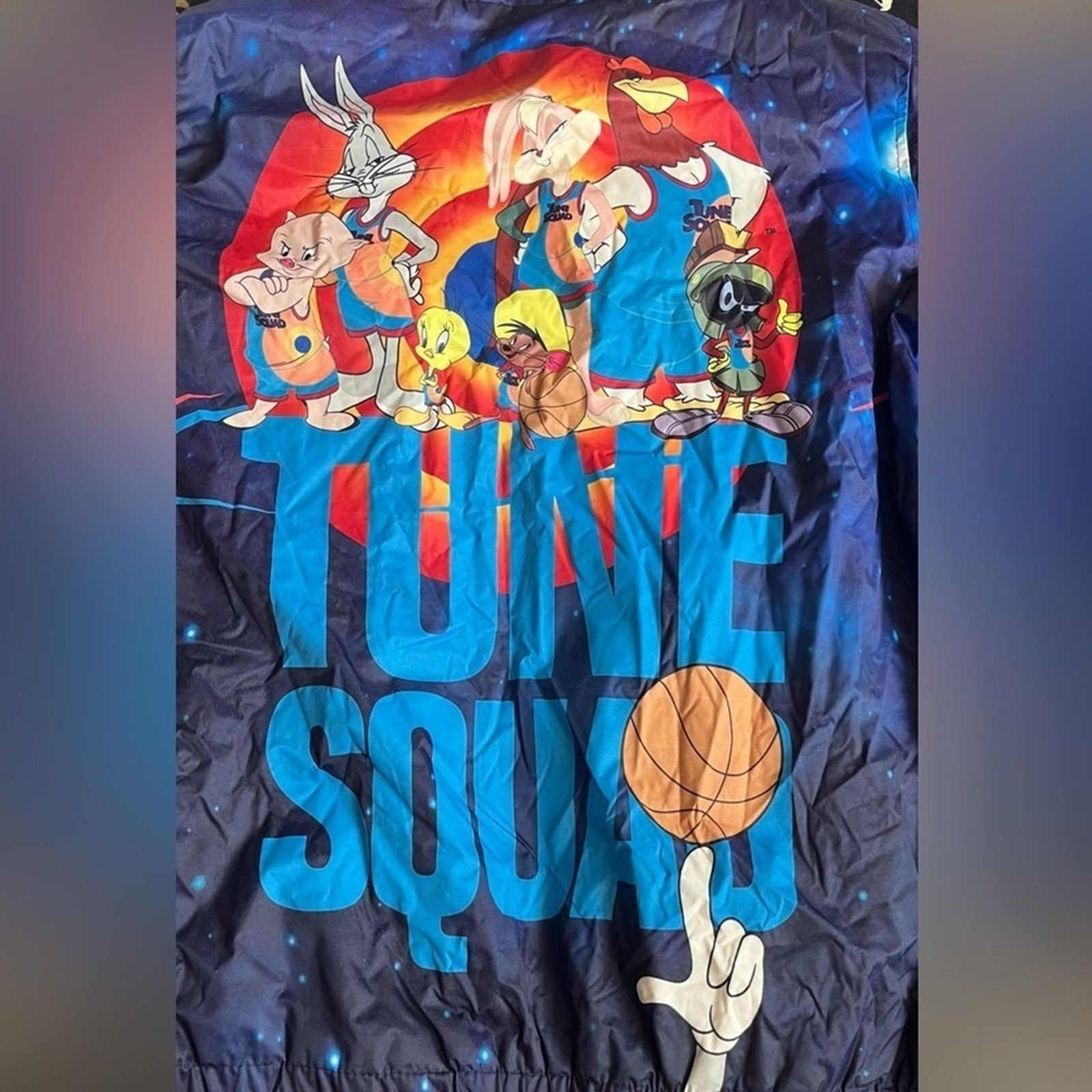 Members Only Spacejam Jacket Unisex Size Small Tune Squad Galaxy Midweight Blue