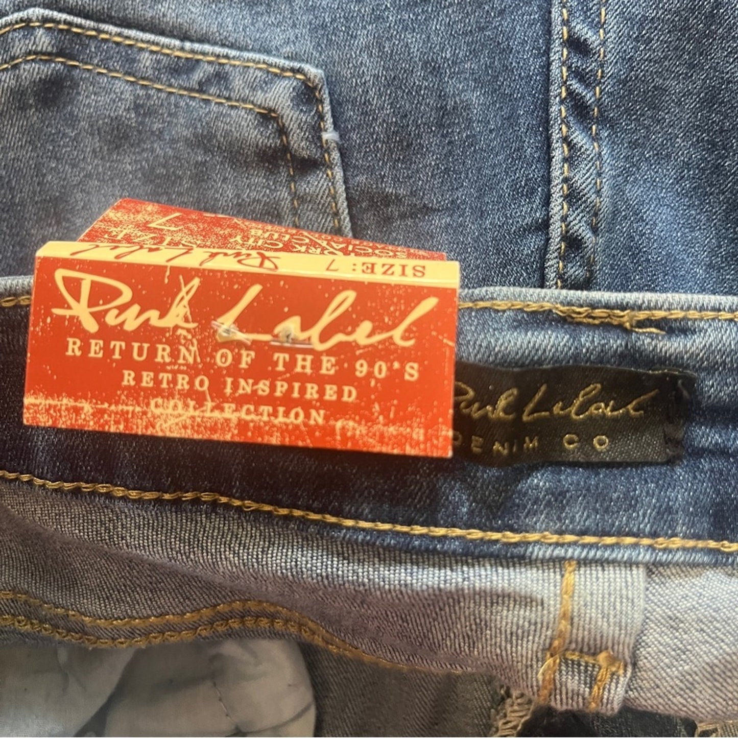 Pink Label Retro Inspired Jeans Juniors Size 7 Distressed Flare Raw Hem Festival