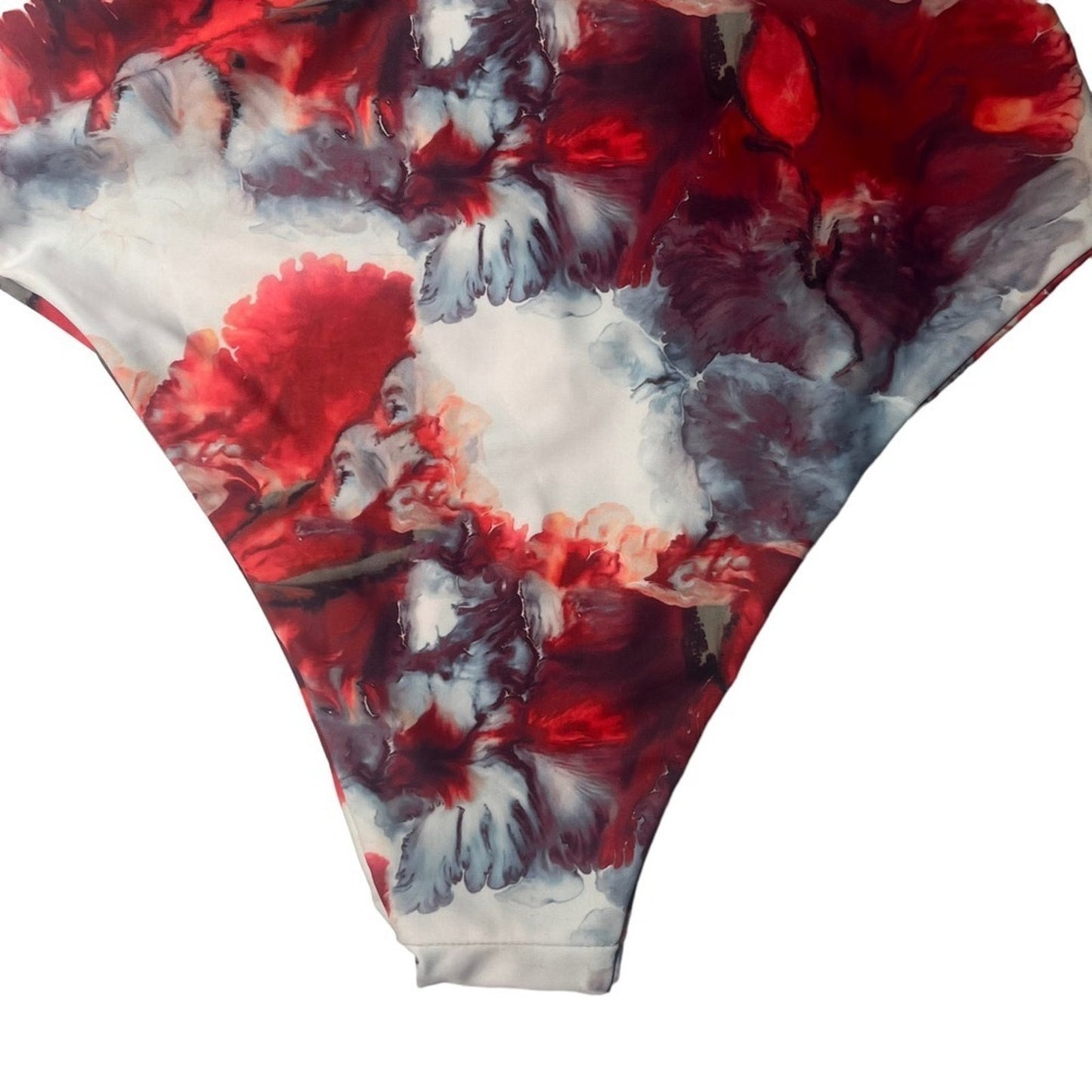 ROMWE Womens Bikini Swimsuit Size Small Red Black Tie Dye Split Thigh High