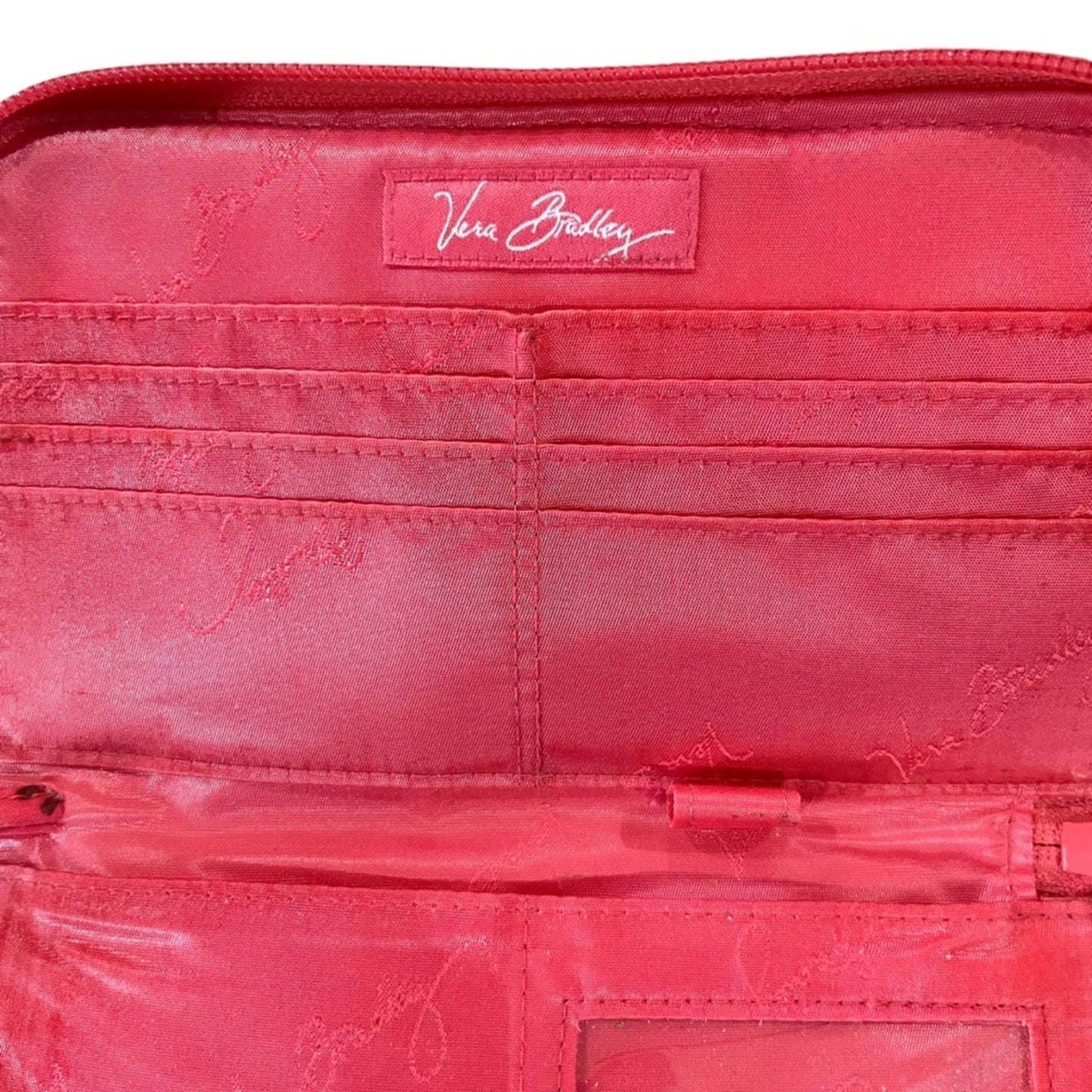 Vera Bradley Pink Zip Around Wallet Large Quilted Credit Card Money Pockets