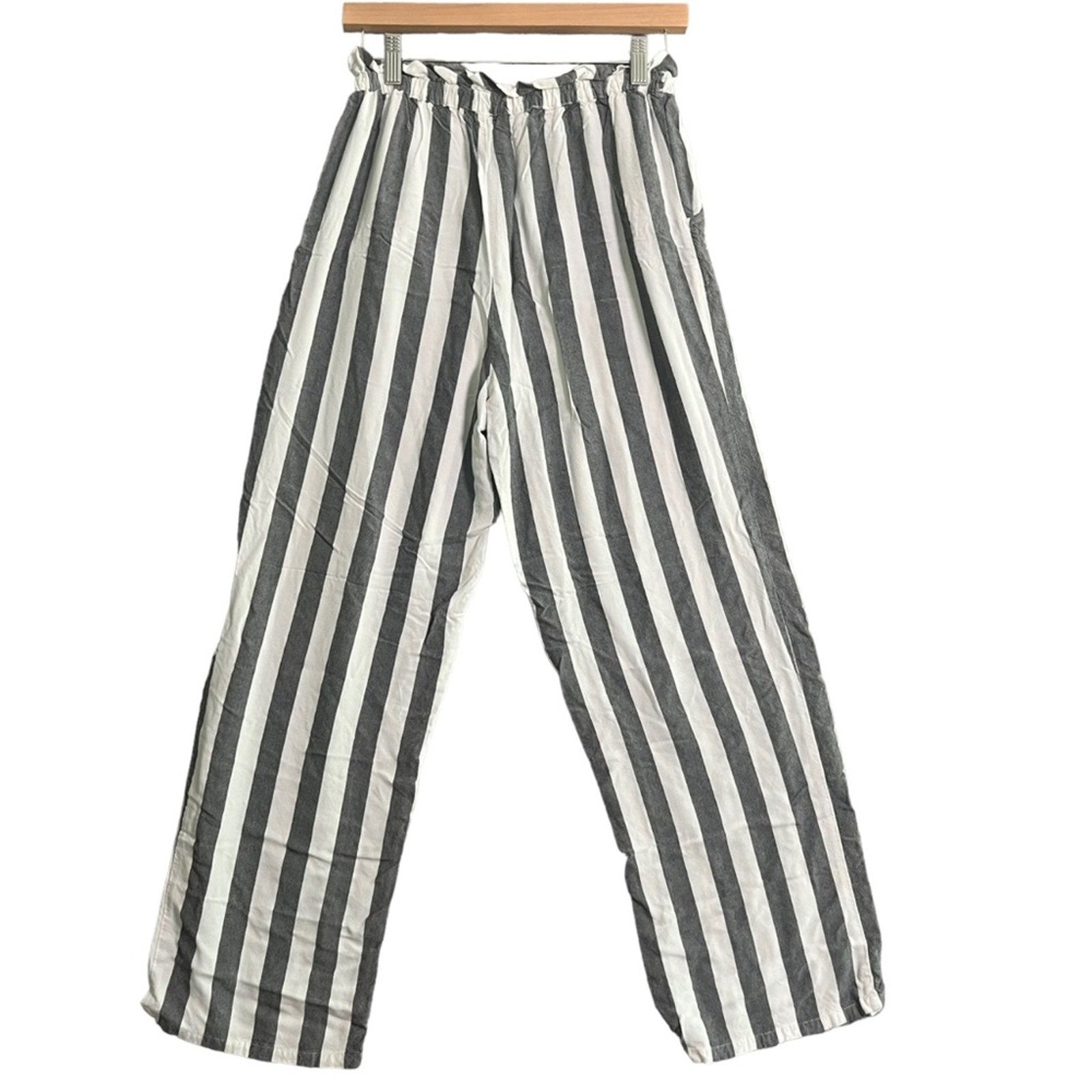 American Eagle Womens Pants Size Small Blue White Striped Pull On Elastic Waist 