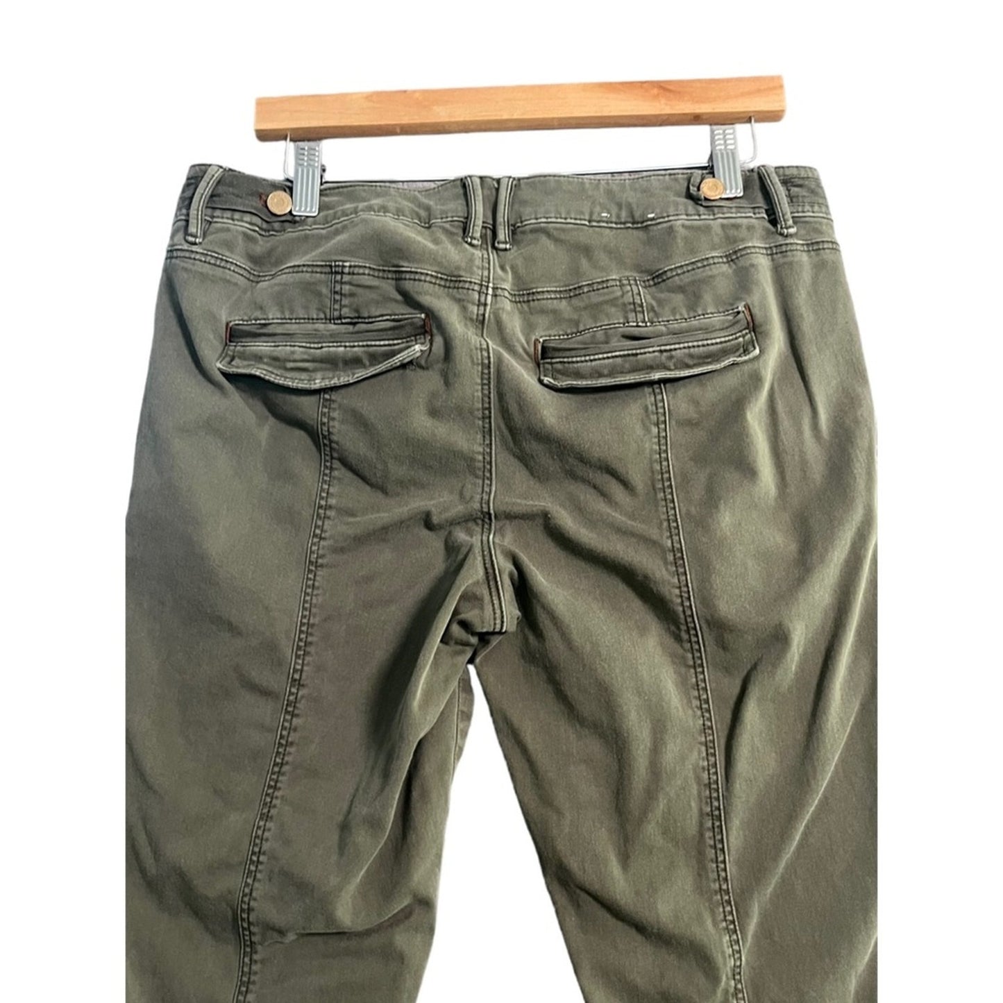 White House Black Market Womens Crop Pants Size 10L Green The Straight 