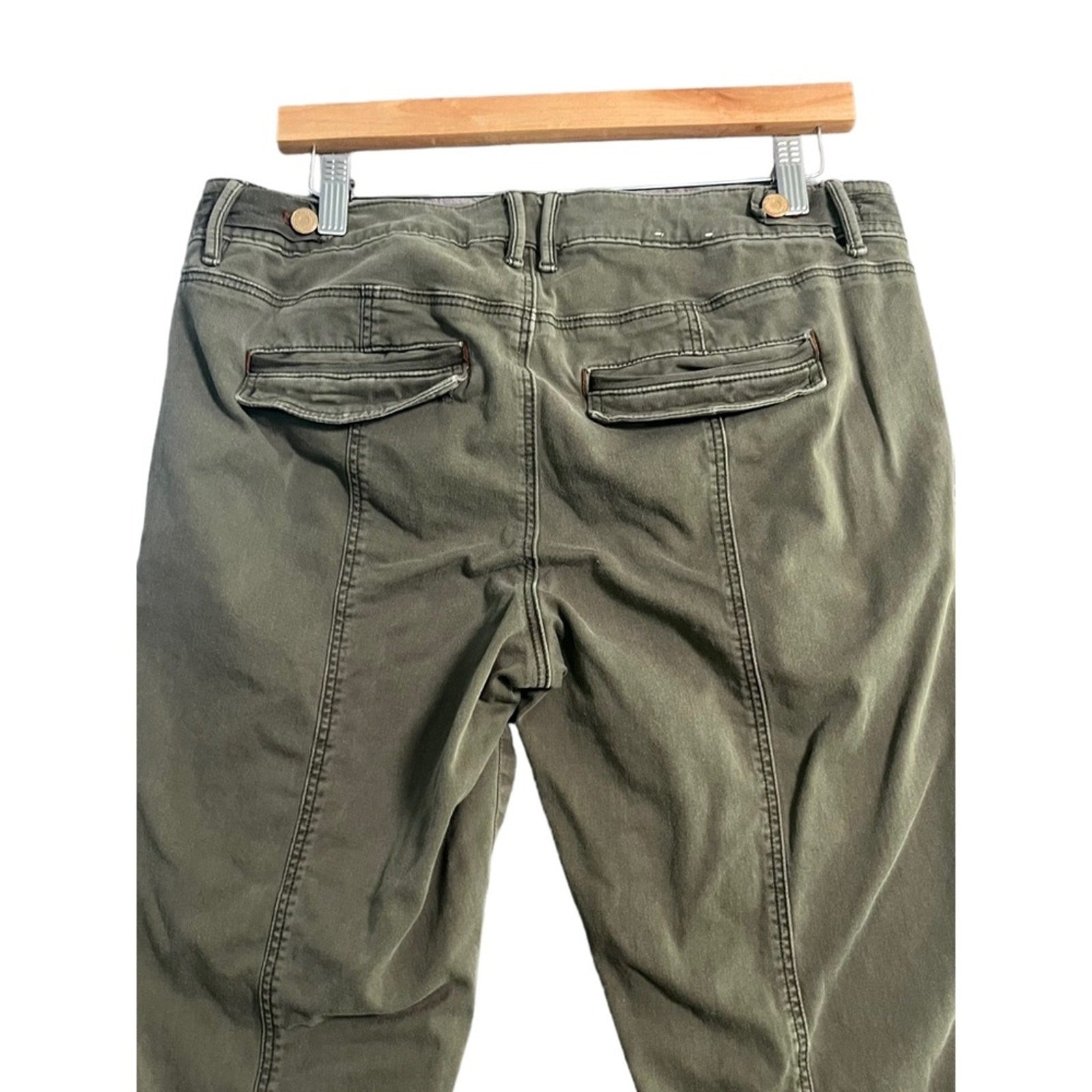 White House Black Market Womens Crop Pants Size 10L Green The Straight 