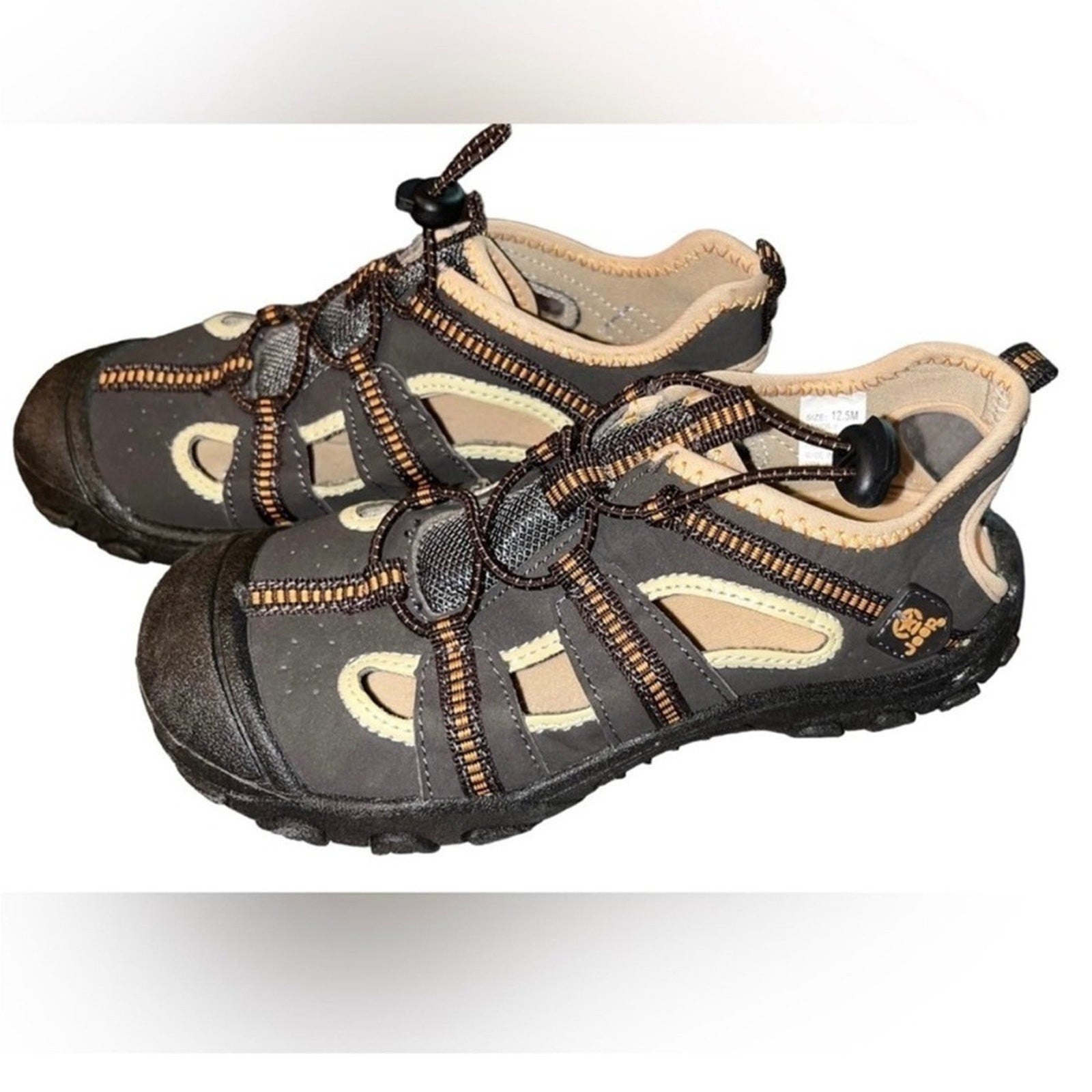 JEEP Terrain Sandals Youth 12.5 Kid’s Breathable Brown Tan Hiking Water Shoes