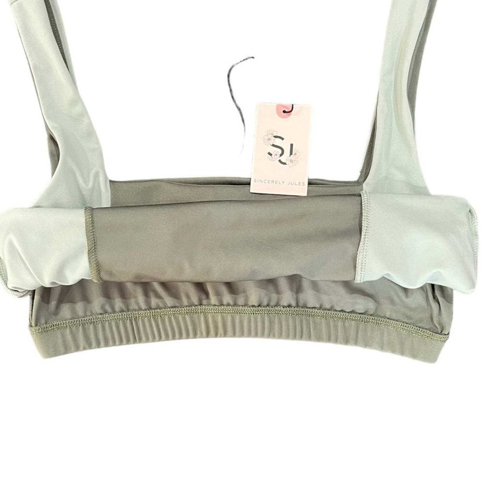 Sincerely Jules Athletic Crop Top Womens Medium Green Activewear Workout Gym NWT
