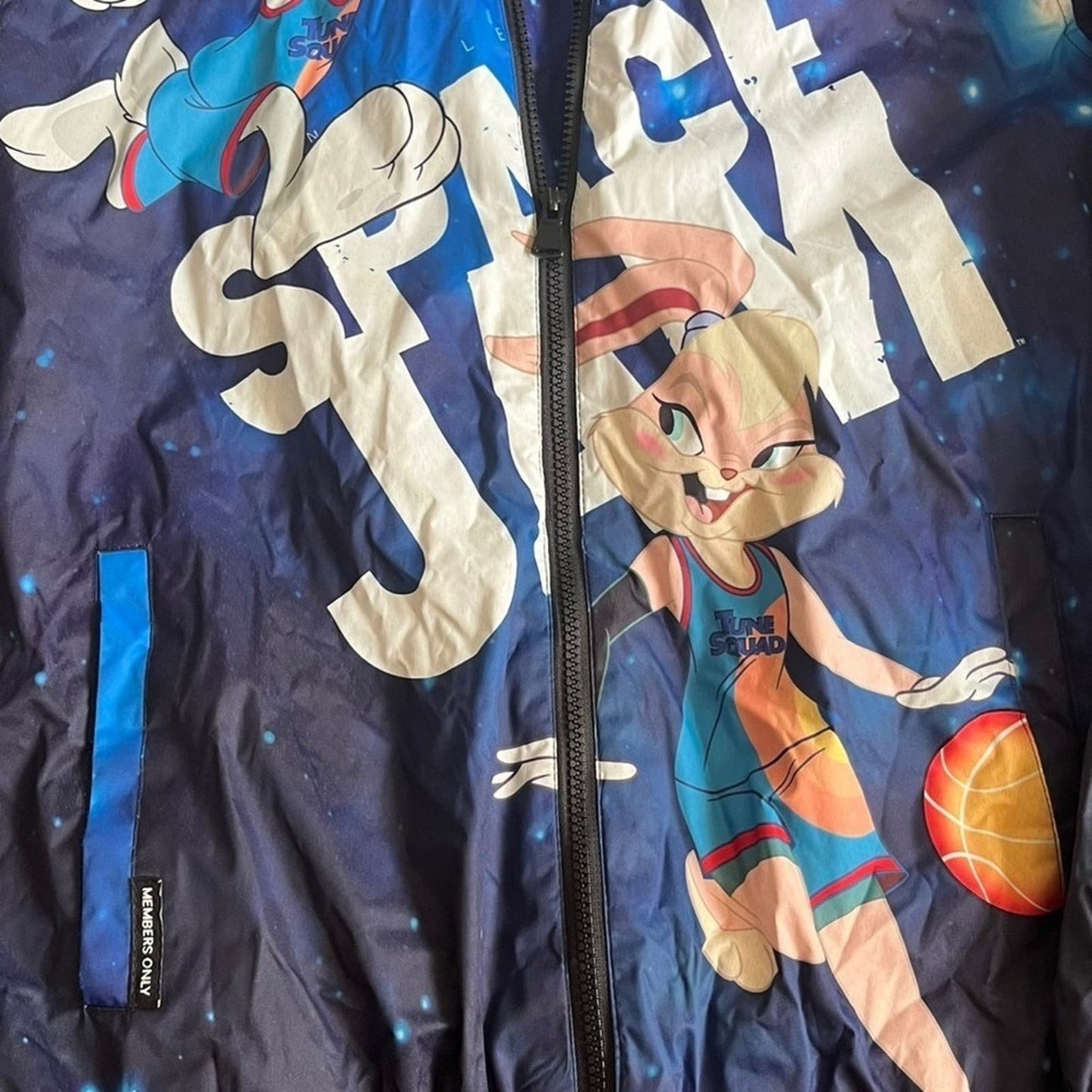Members Only Spacejam Jacket Unisex Size Small Tune Squad Galaxy Midweight Blue