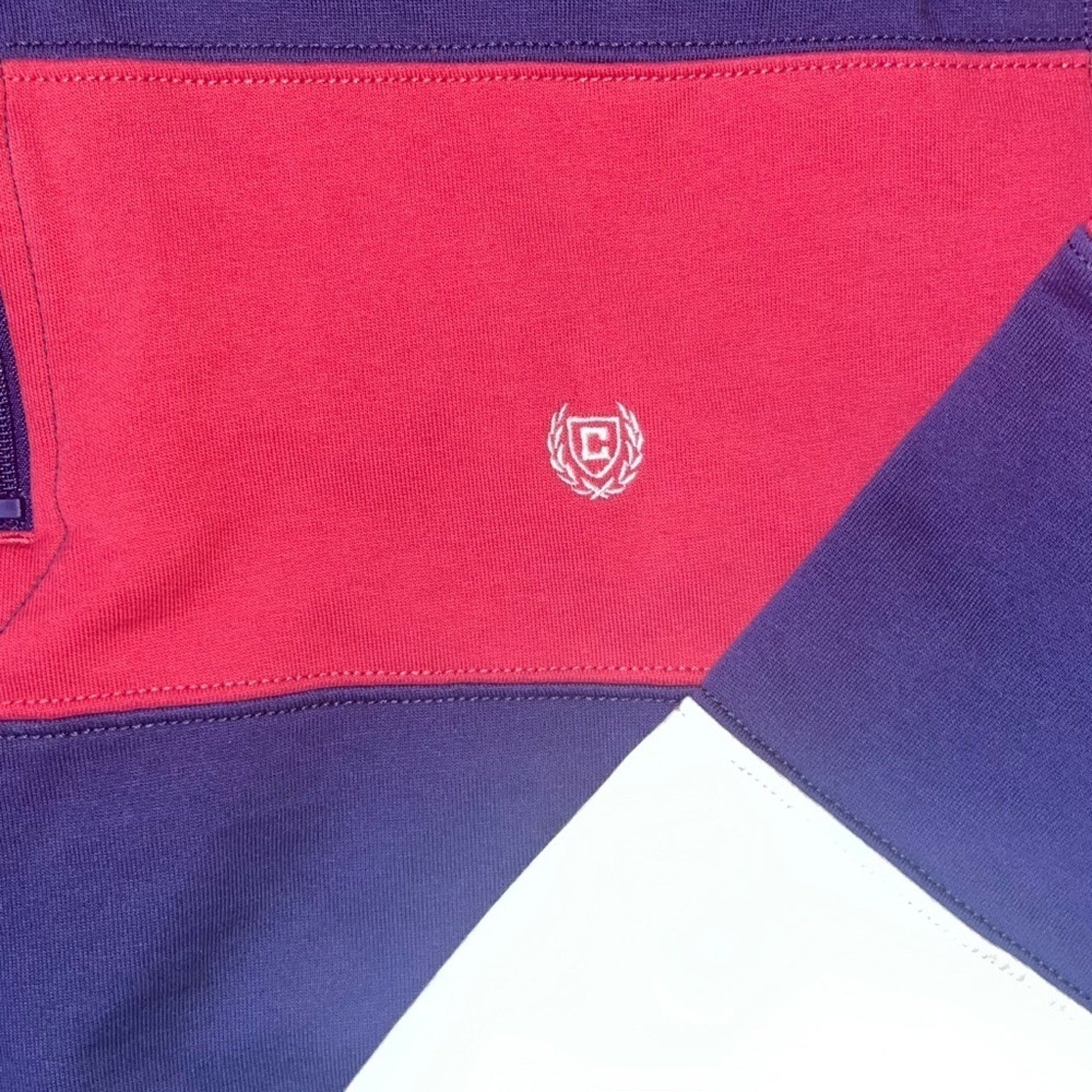 Chaps Pullover Fleece Mens Size XXL Pink Blue White Striped Comfy 1/4 Zip